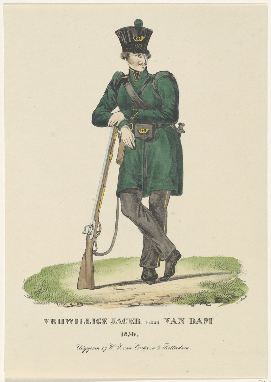 Van Dams frivillige jeger, 1830 Frivillig Hunter of Van Dam 1830 (tittel på objekt) av Anonymous