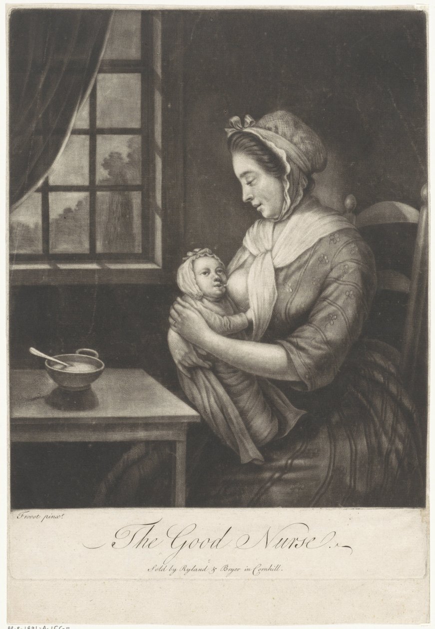 Kvinnen ammer The Good Nurse (tittel på objekt) av Anonymous