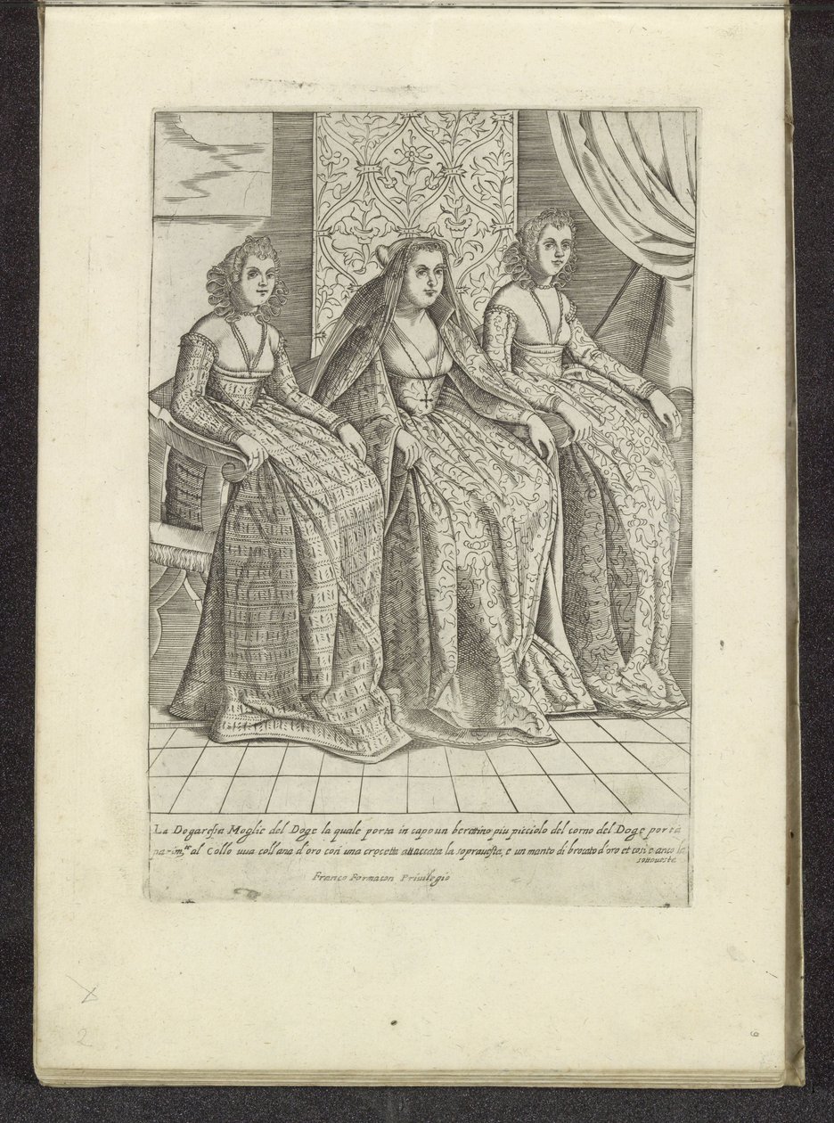 Vrouw van de doge met twee vrouwen Scènes uit het Venetiaanse leven (serietittel) Habiti d