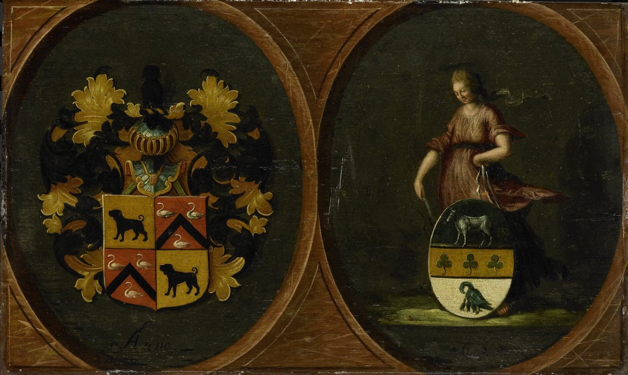 Våpenskjold med våpenet til ekteparet Pieter Courten og Hortensia del Prado, 1625 av Anonymous