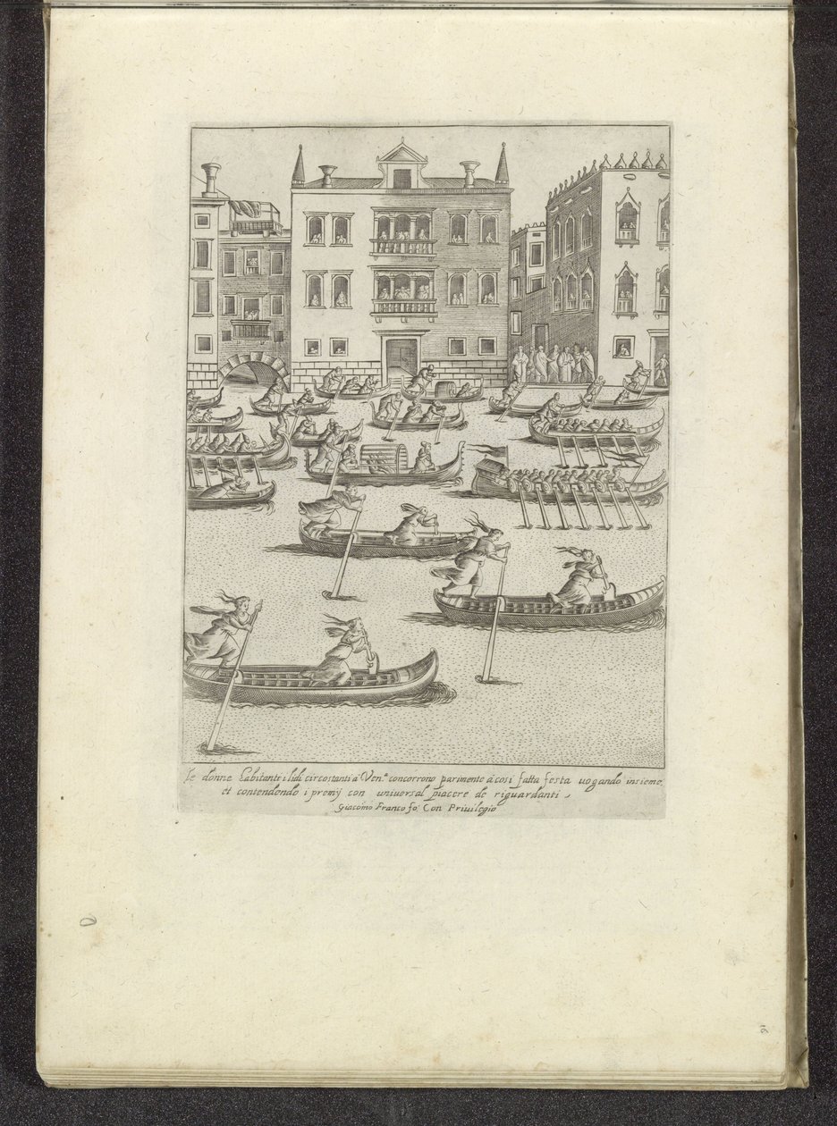 Konkurranse av gondoler og robåter i Venezia Scener fra venetiansk liv (serietittel) Habiti d'Huomeni e Donne Venetiane Con la Processione della Ser.ma Signoria Et altri particolari cioè Trionfi feste et cerimonie publiche della nobilissima citt av Anonymous