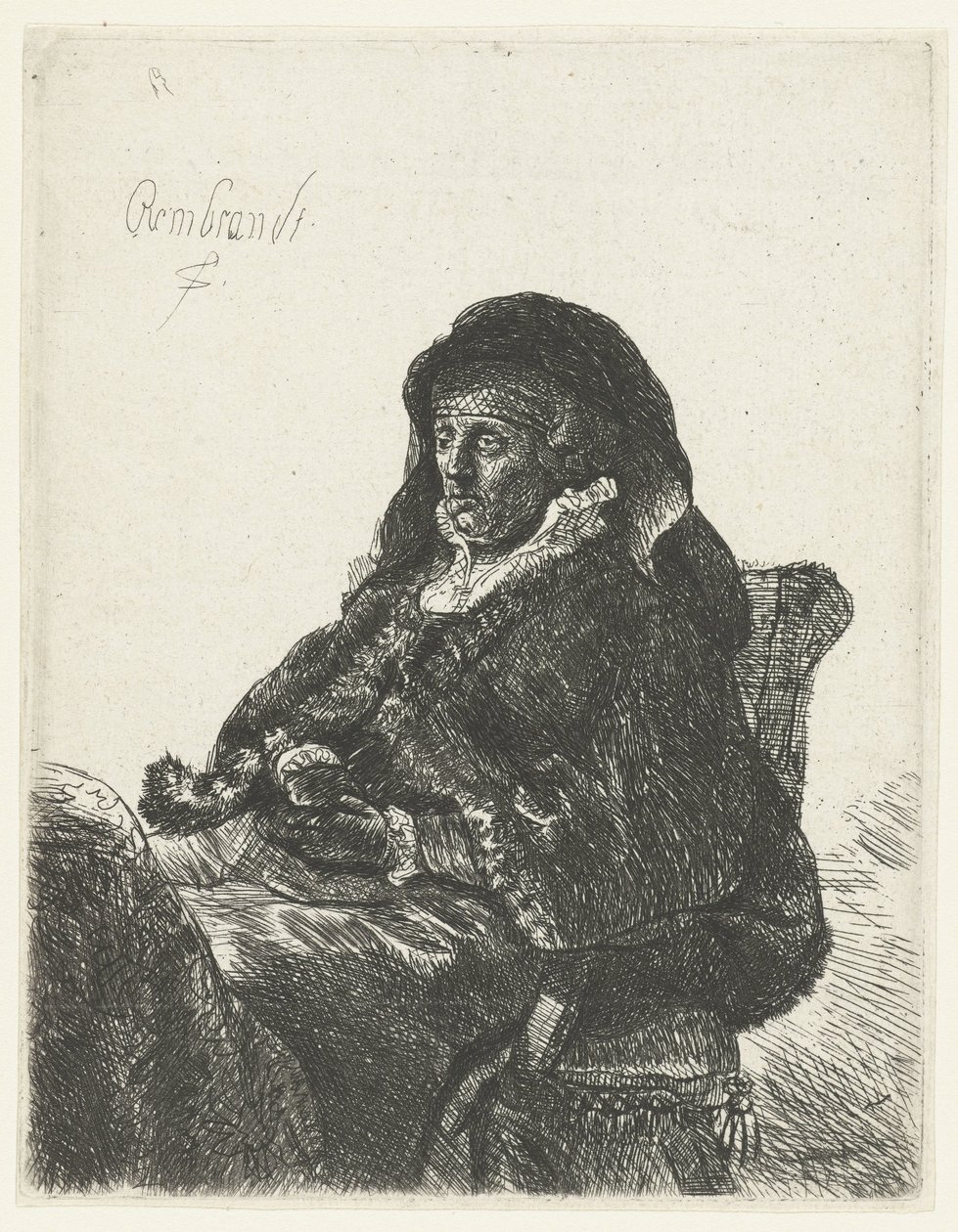 Enke med svarte hansker Rembrandts mor som enke av Anonymous