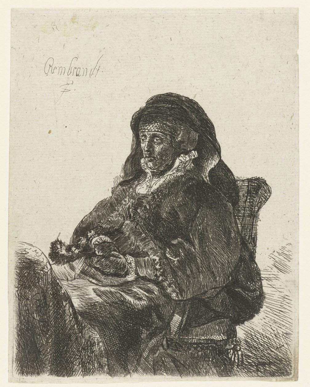 Enke med svarte hansker Rembrandts mor som enke av Anonymous