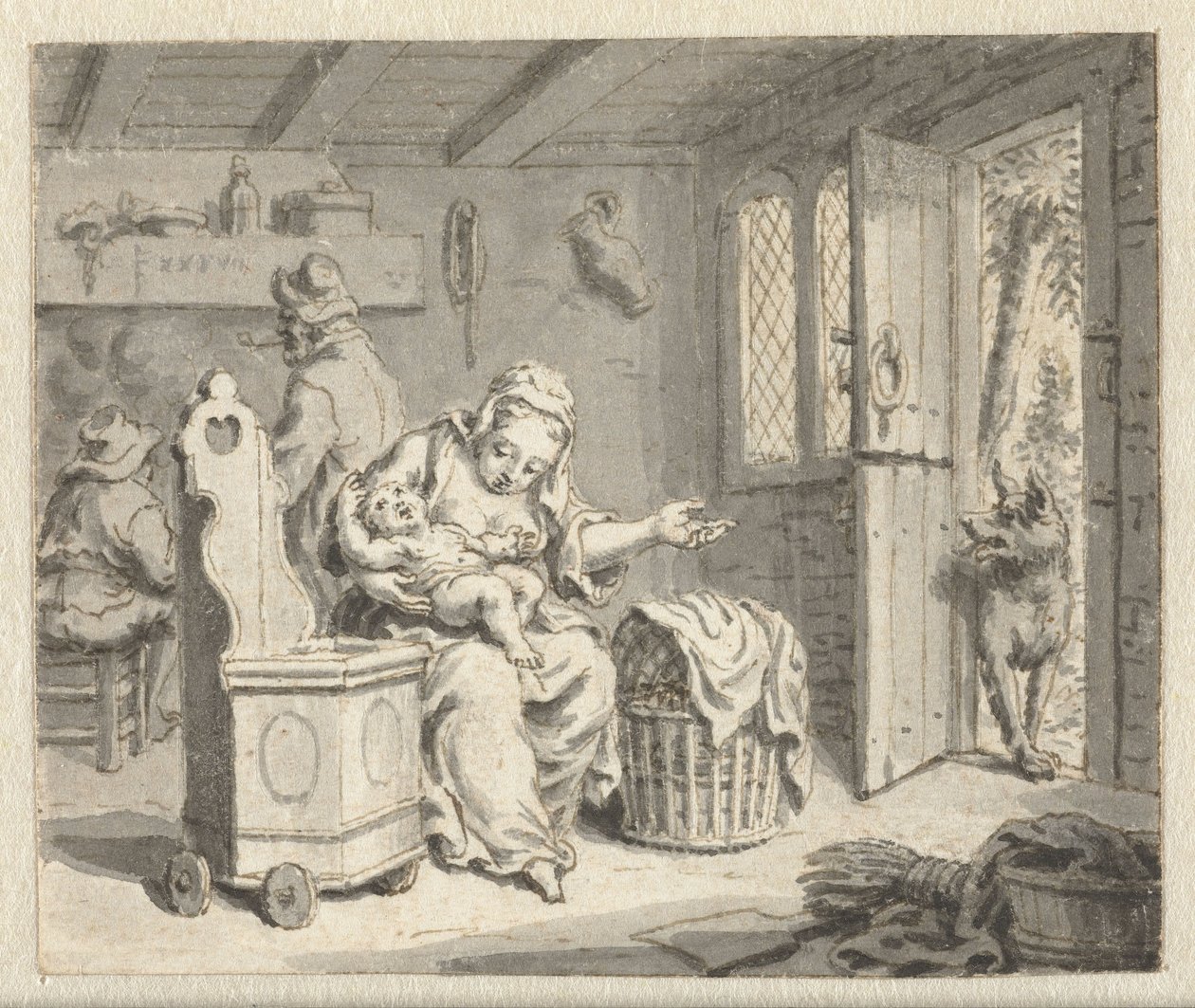 Ulv, moren og barnet Design for illustrasjoner for en utgave av Jean de la Fontaines Fables (serietittel) av Anonymous
