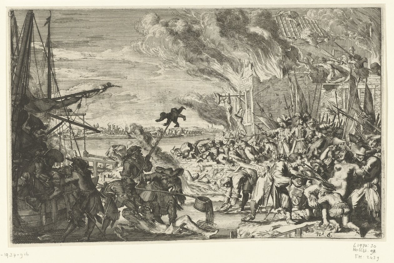 Grusomheter i en landsby ved vannkanten, 1672 av Anonymous