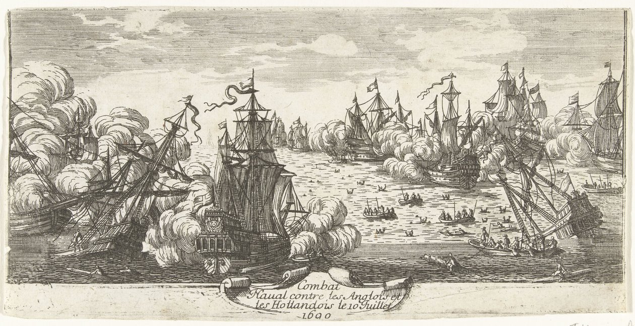 Zeeslag ved Beachy Head, 1690 Sjøkamp mot engelskmenn og nederlendere 10. juli 1690 (tittel på objekt) av Anonymous
