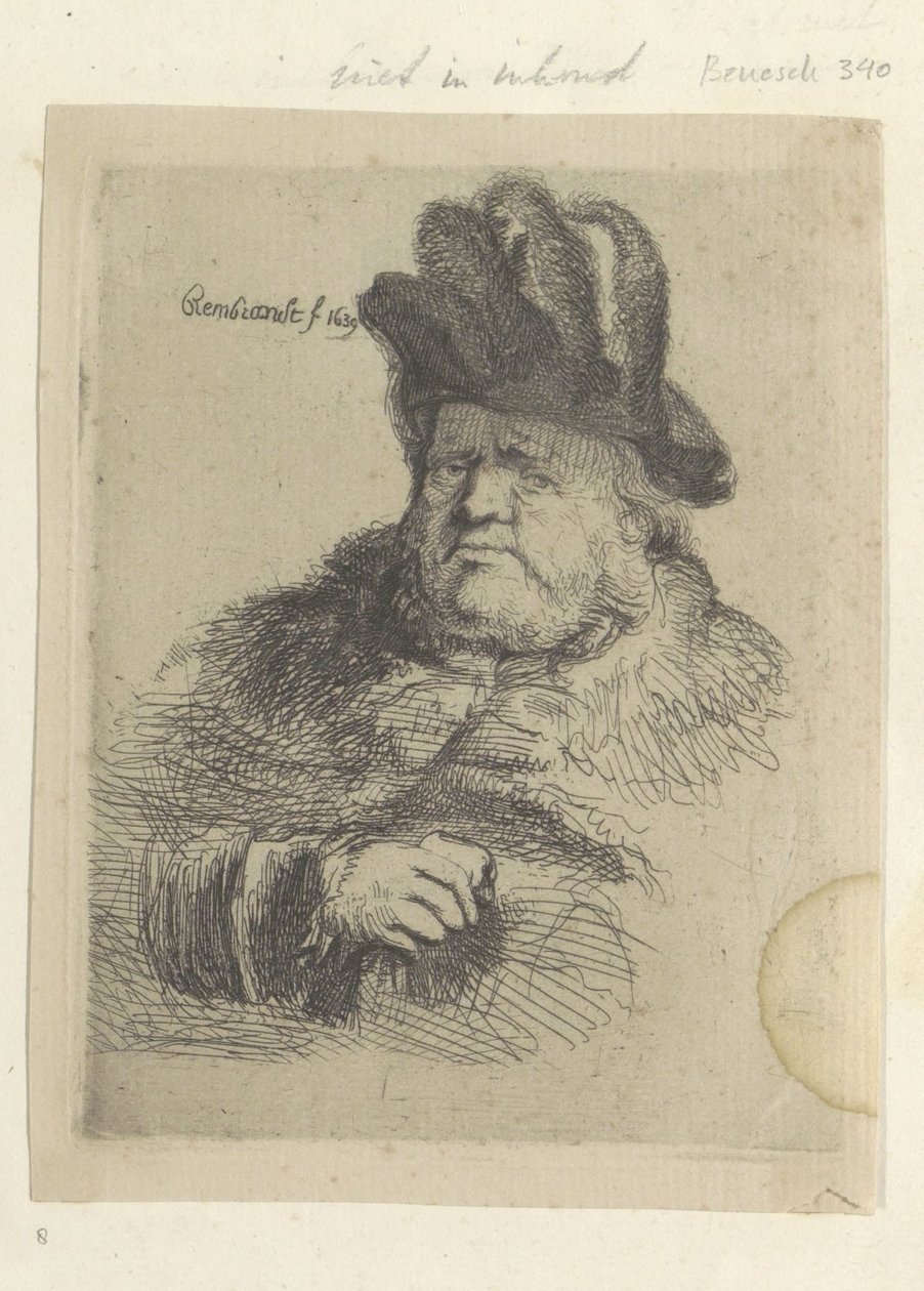 Sittende tung mann med høy hatt Recueil de quatre-vingt-cinq estampes originales (serietittel) av Anonymous