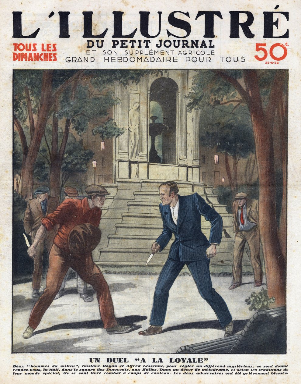 En rettferdig duell: Gustave Hoyau og Alfred Lessene møttes om natten på square des Innocents aux Halles og kjempet med en kniv av Anonymous Anonymous