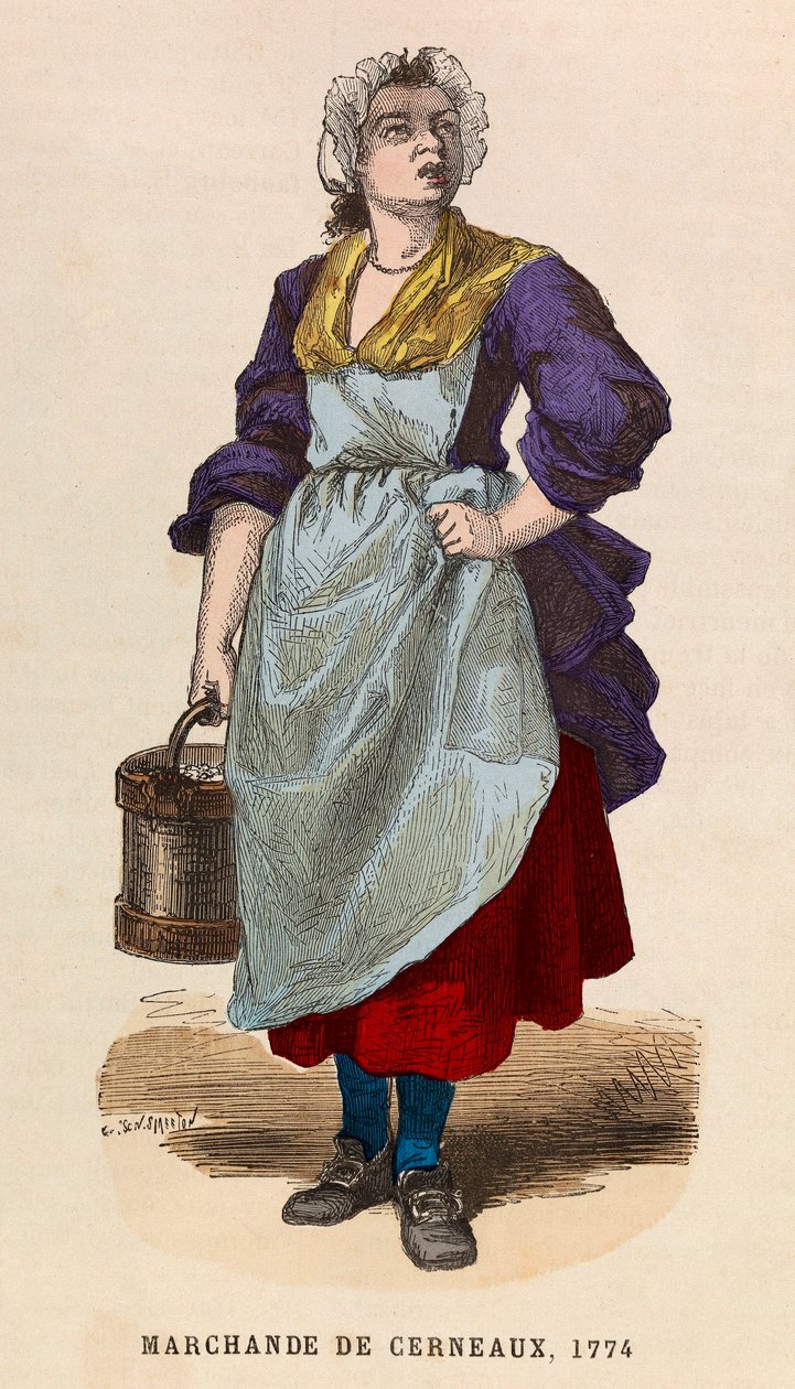 En kjernehandler i 1774 (valnøtter) - Valnøttselger i 1774 - privat samling av Anonymous Anonymous