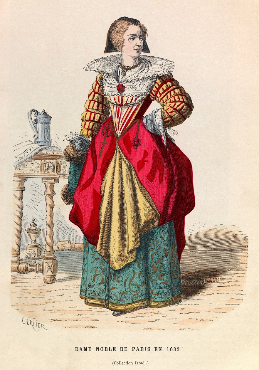 En adelig dame fra Paris 1633 - En adelskvinne på 1600-tallet i Paris - privat samling av Anonymous Anonymous