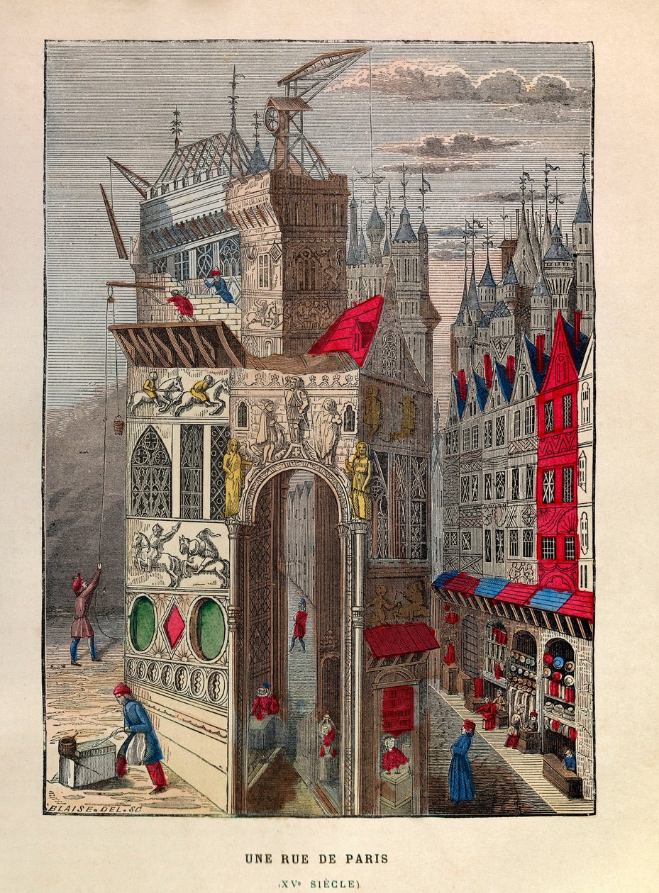 A street at Paris 15th Century - A street at Paris 15th Century - privat samling av Anonymous Anonymous