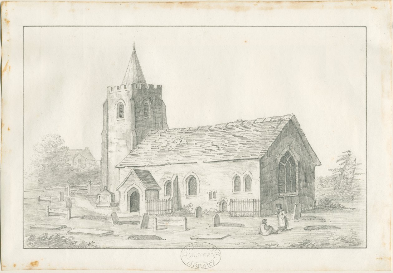 Acton Trussell Church: blyanttegning, nd [?1800-tallet] (tegning) av Anonymous Anonymous