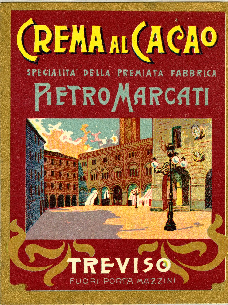 Annonse for kakaokrem Marcati fra Treviso (Chromolithography) av Anonymous Anonymous