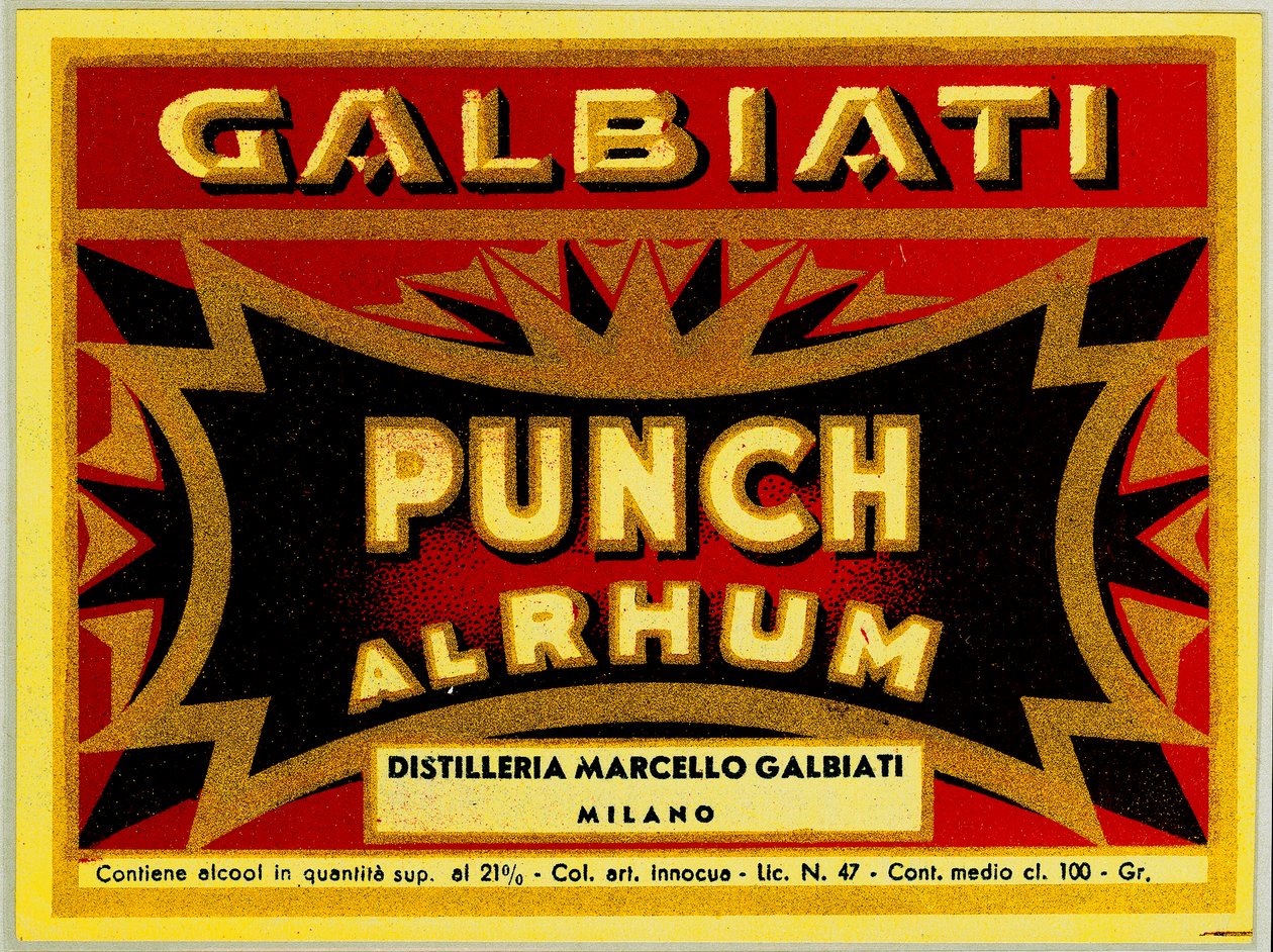 Annonse for rompunch Marcello Galbiati (kromolitografi) av Anonymous Anonymous
