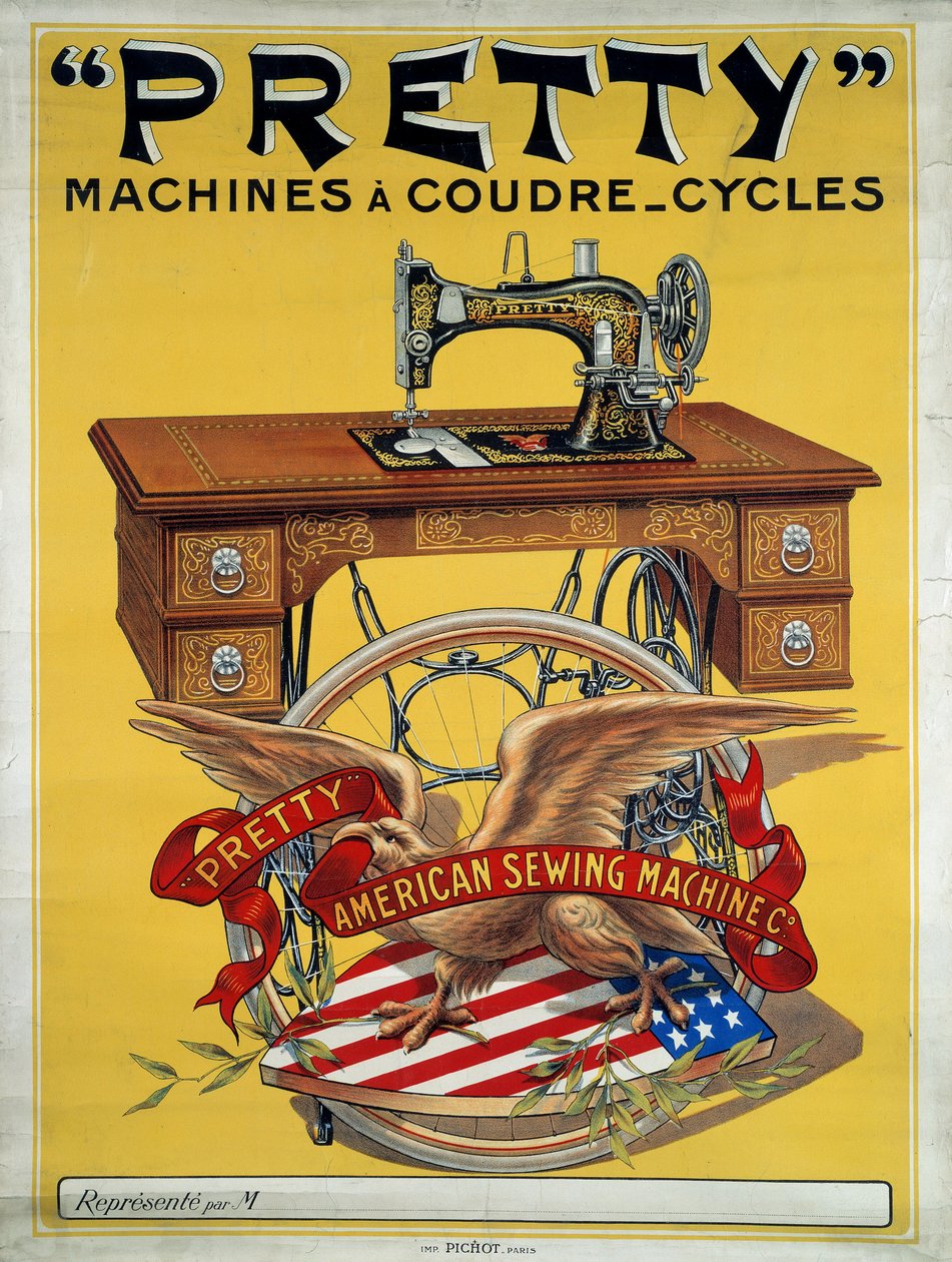 Reklameplakat for amerikansk symaskin "Pretty", 1900-tallet. Privat samling. av Anonymous Anonymous
