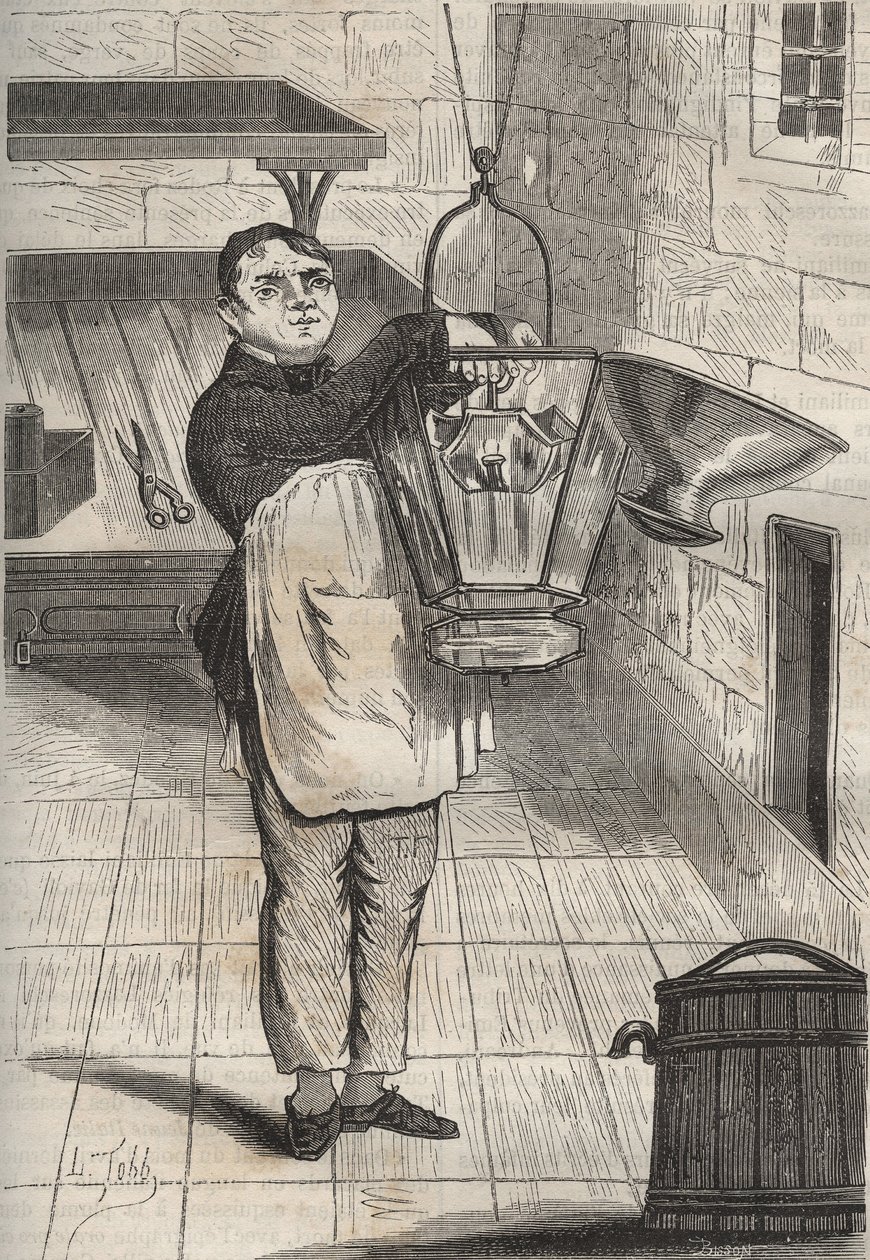 Anthelme Collet (1785-1840) ved fengselet i Rochefort. Gravering i «Fangernes historie fra deres skapelse til i dag» (1877) av Pierre Zaccone (1817-1895) (Colonia Penale - Straffekoloni). Privat samling. av Anonymous Anonymous