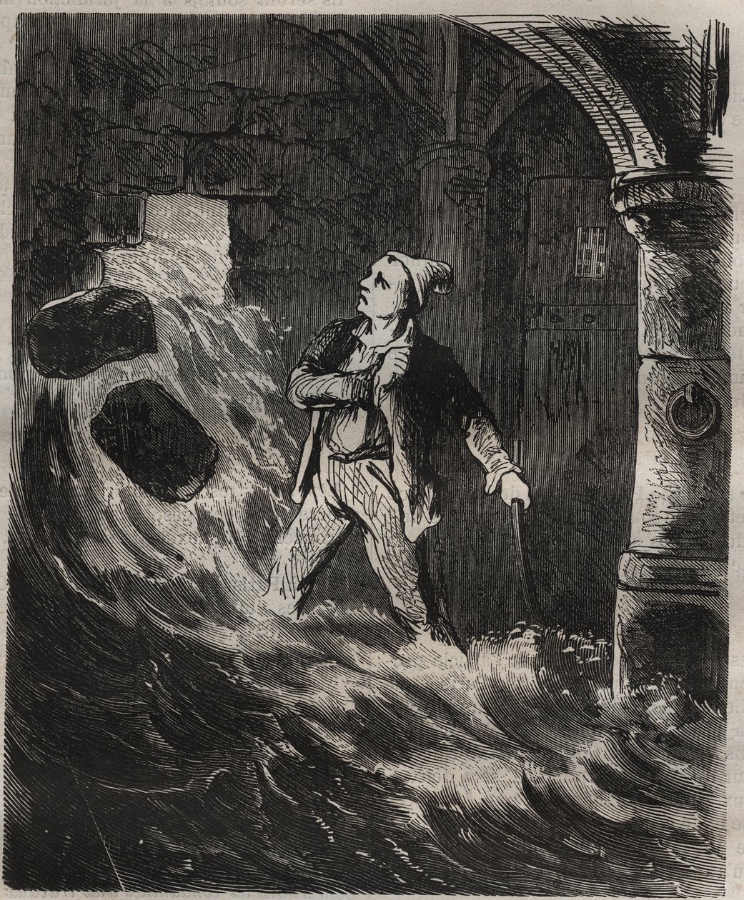 Rømningsforsøk fra Toulon Bagne på 1800-tallet. Gravering i «Fangernes historie fra deres skapelse til i dag» (1877) av Pierre Zaccone (1817-1895) (Colonia Penale - Straffekoloni). Privat samling. av Anonymous Anonymous