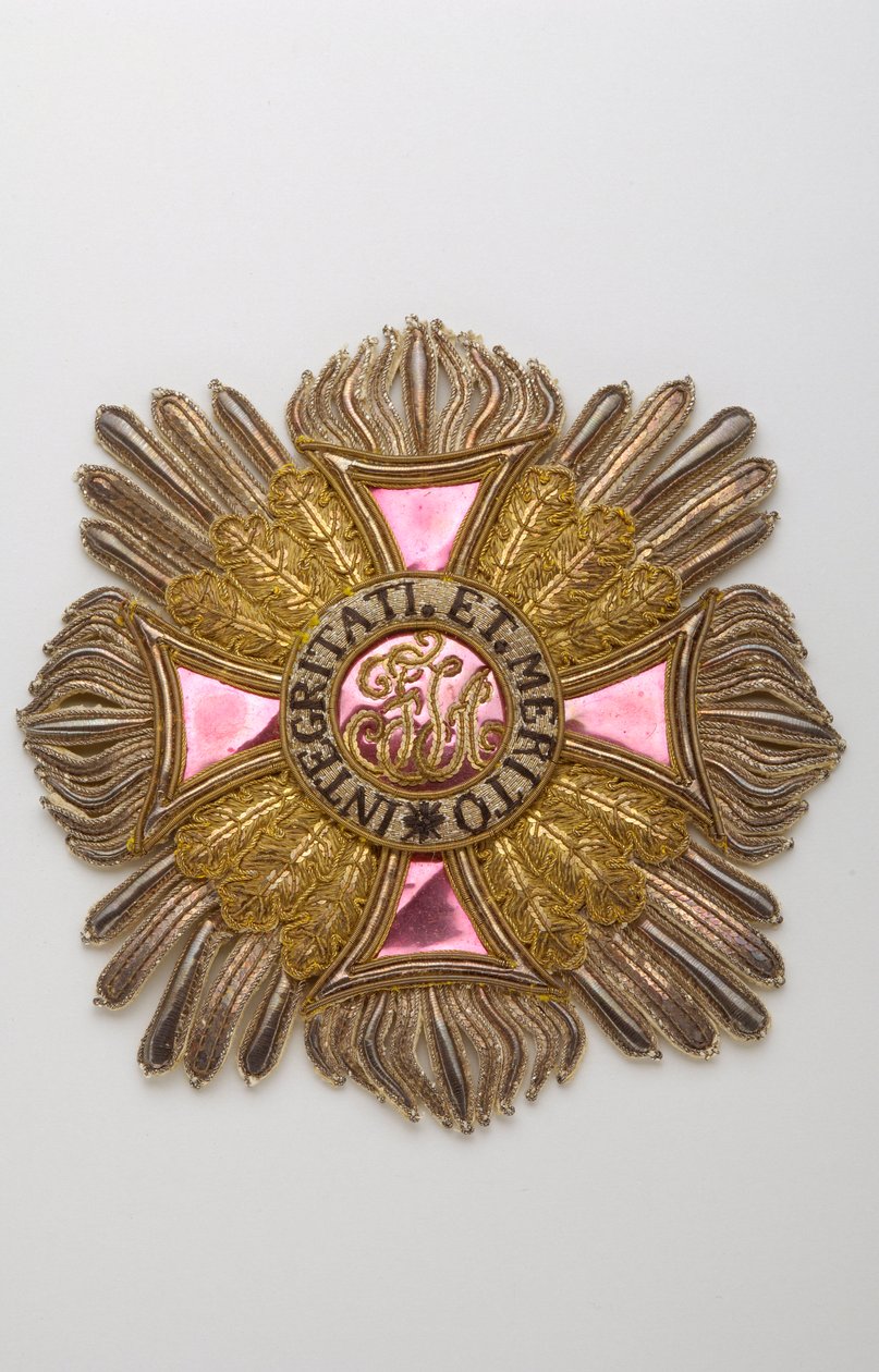 Østerrike - Leopoldordenen: plakett med ridderstorkors som tilhører Charles Louis Huguet, markis av Semonville (1759-1839) - Debut XIX århundre - Broderier av gull, sølv og silketråder, crantilla, paljetter og tinsel - Sjel av stort lerret og whit av Anonymous Anonymous