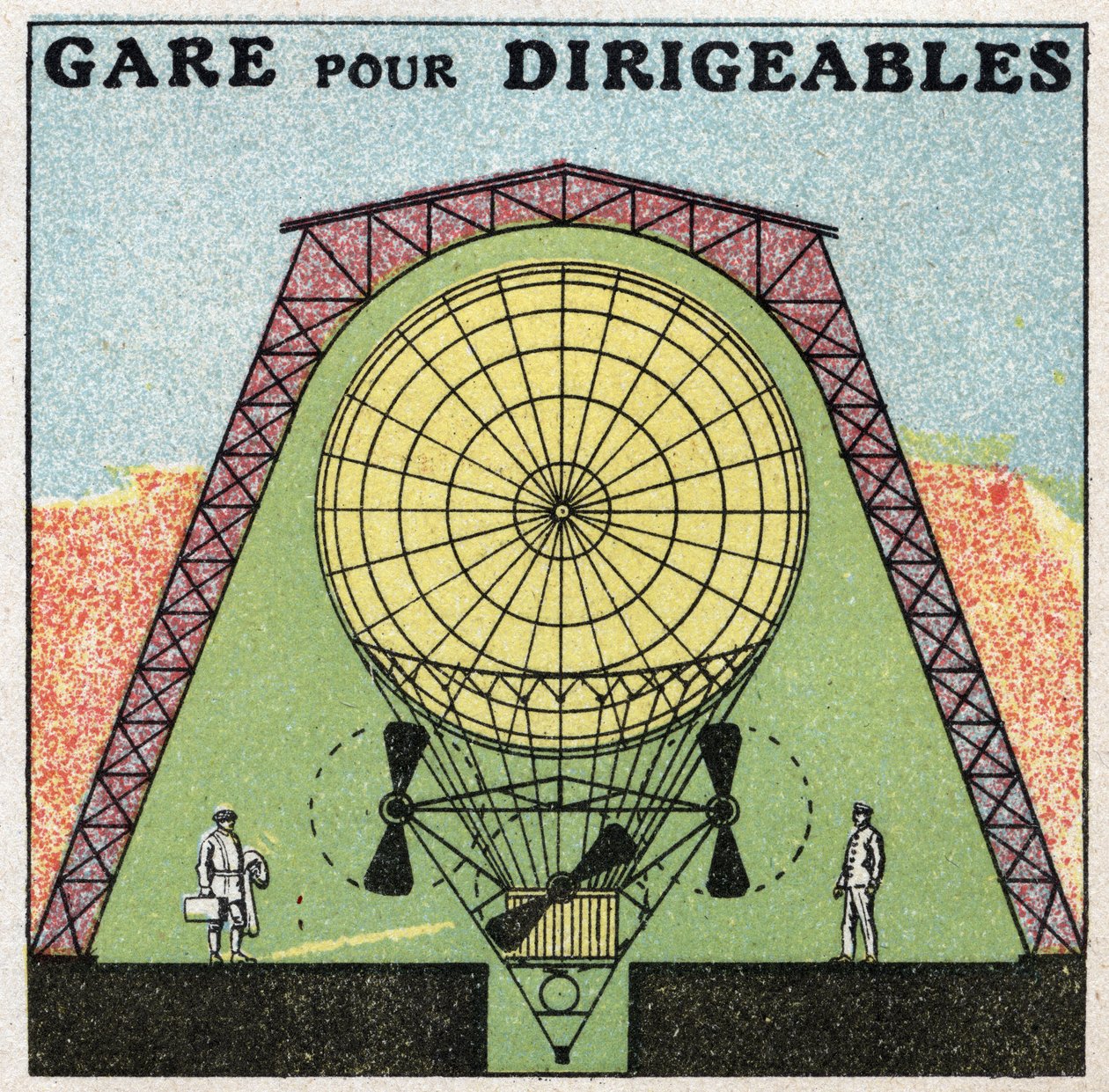 Balloons: station for airships. Anonymous illustration of 1925. Private collection. av Anonymous Anonymous