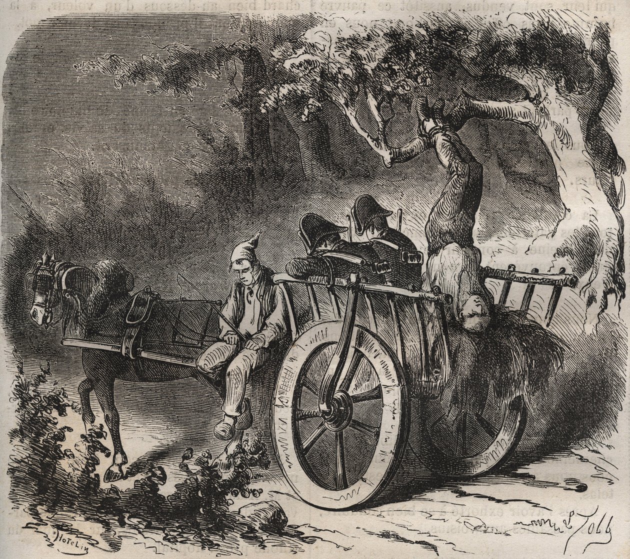 Fet flukt fra en styrke fra Toulon Bagne på 1800-tallet. Gravering i «Fangernes historie fra deres skapelse til i dag» (1877) av Pierre Zaccone (1817-1895) (Colonia Penale - Straffekoloni). Privat samling. av Anonymous Anonymous