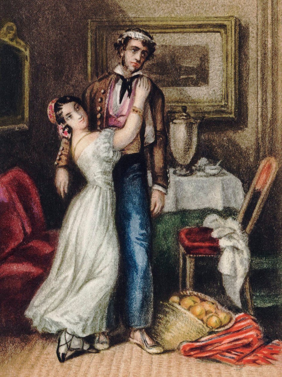 Carmen, av Merimee, Prosper (1803-1870). Fargelitografi av Anonymous Anonymous