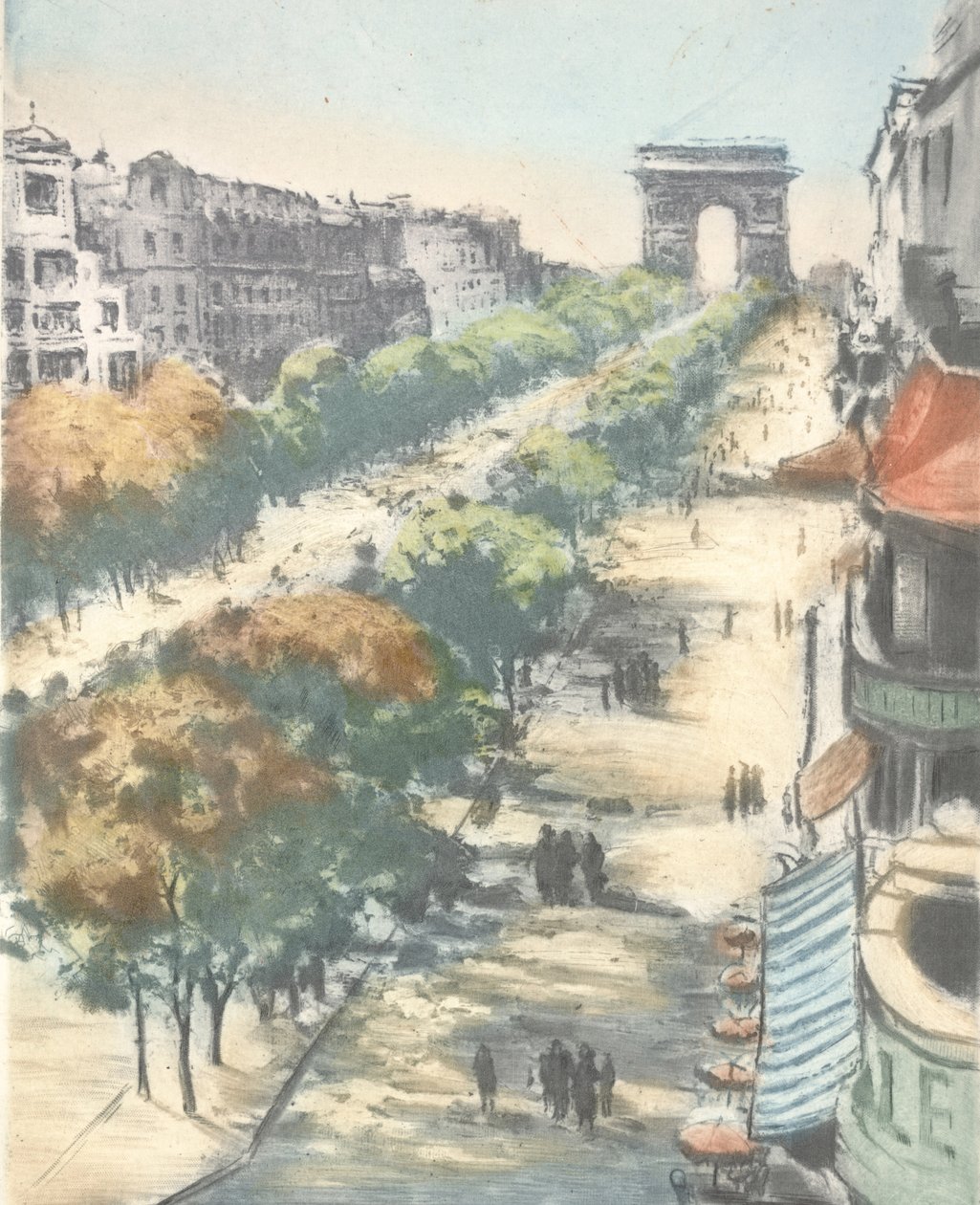 Champs Elysees (etsing) av Anonymous Anonymous
