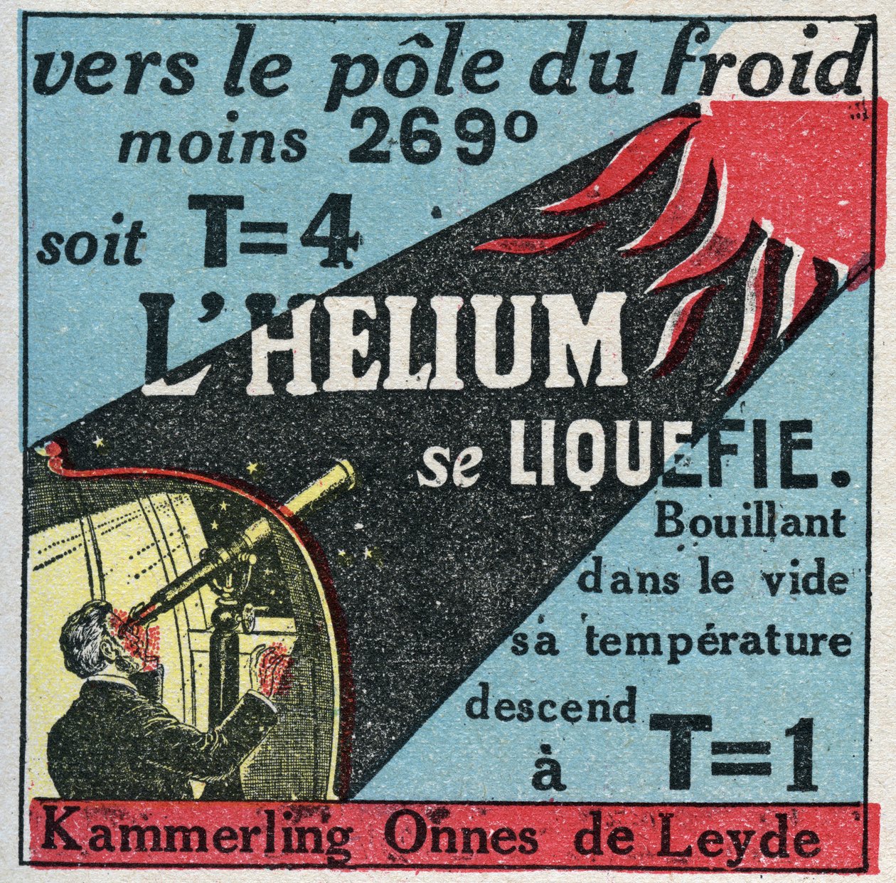 Endringer i tilstander: damper. Nederlandske Heike Kammerling Ones (1853-1926), fra Leiden, klarte å gjøre helium flytende i 1908. Anonym illustrasjon fra 1925. Privat samling. av Anonymous Anonymous