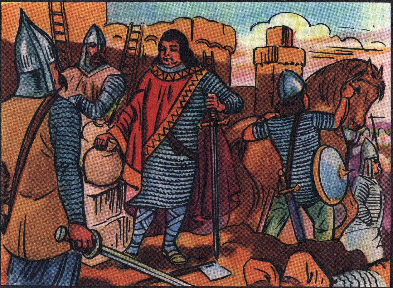 Charles sa at "The Gros", det karolingiske dynastiet, ble gjenvunnet fra 884 til 887. Han våget ikke å angripe normannerne som beleiret Paris, og kjøpte Fred fra dem. Anonym illustrasjon i "" Collection des souverains et chefs d'éta av Anonymous Anonymous