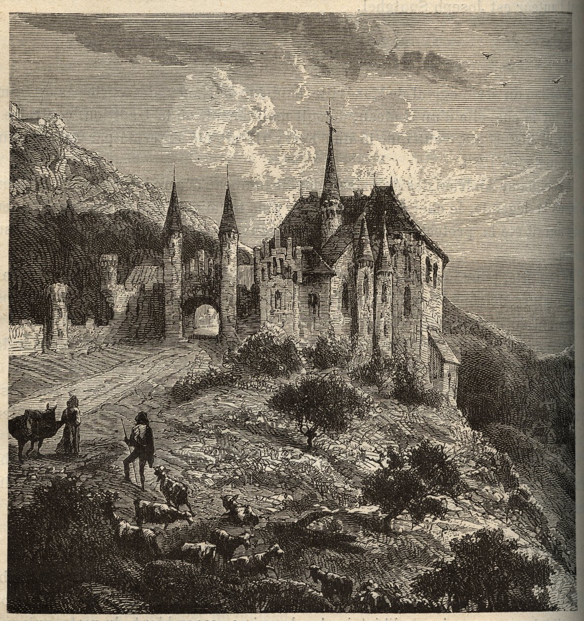 Chateau du Montet - Vandoeuvre-les-Nancy - Lorraine - engraving in “” PATRIE” - DESCRIPTION PECTUREQUIREQUE DE LA FRANCE EN 6 VOLUES BY LUCIEN HUARD - end 19th century av Anonymous Anonymous