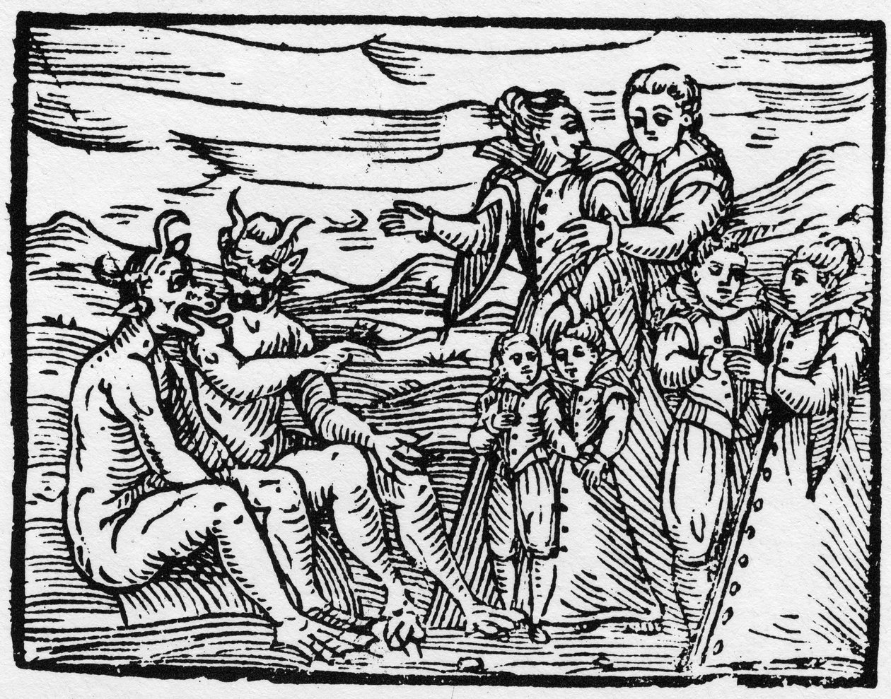 Barn som ble tatt opp på sabbaten for første gang - "" Compendium Maleficarum"", omhandler hekser, deres ondskap og deres sorteringer av Francesco Maria Guazzo eller Guaccio eller Guaccius (15?? -16??) 1608 privatsamling av Anonymous Anonymous
