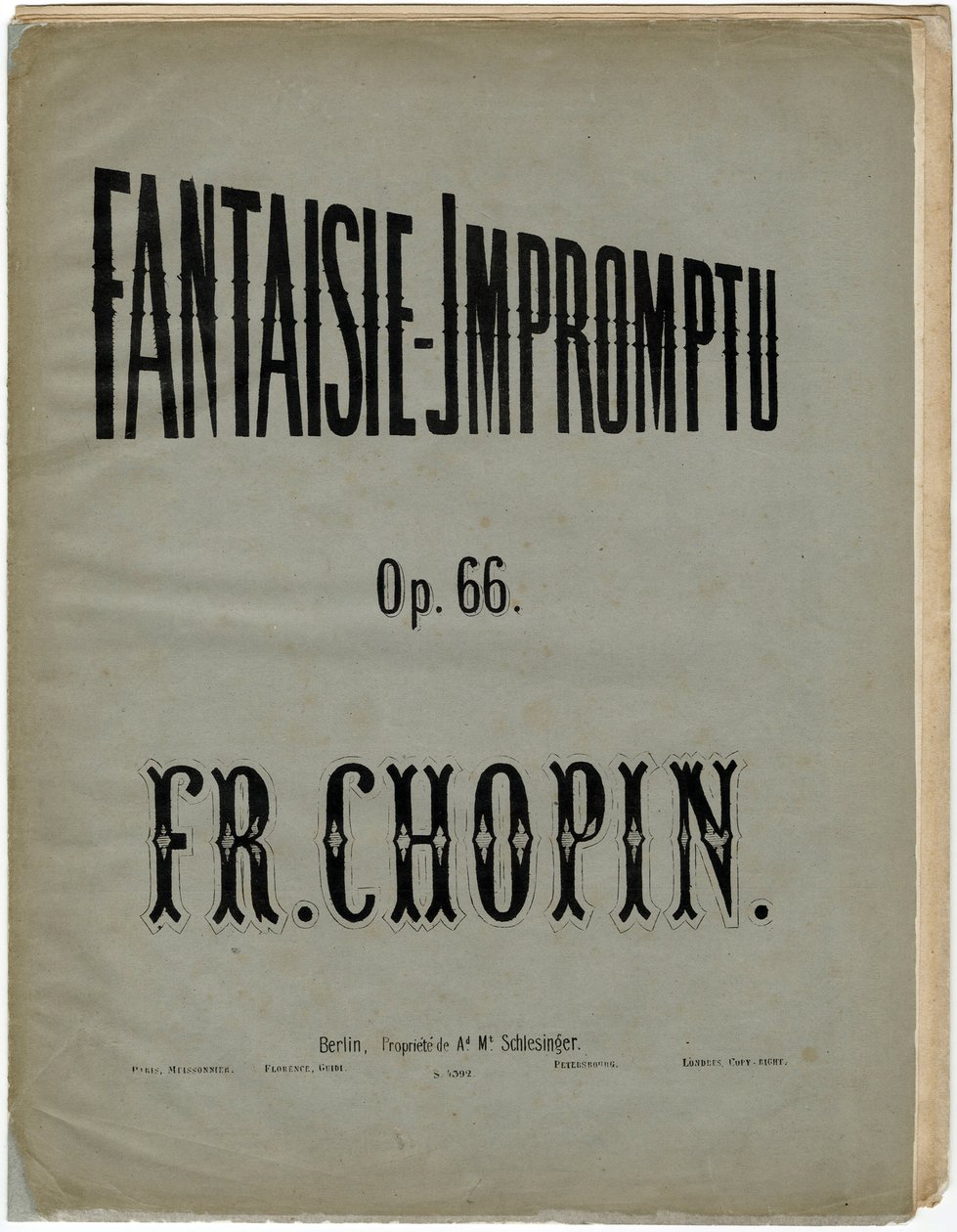 Forside til den tyske utgaven av Fantaisie-Impromptu, Op. 66 - Frederic Chopin (1810-1849). Litografi, ca 1856. Privat samling av Anonymous Anonymous