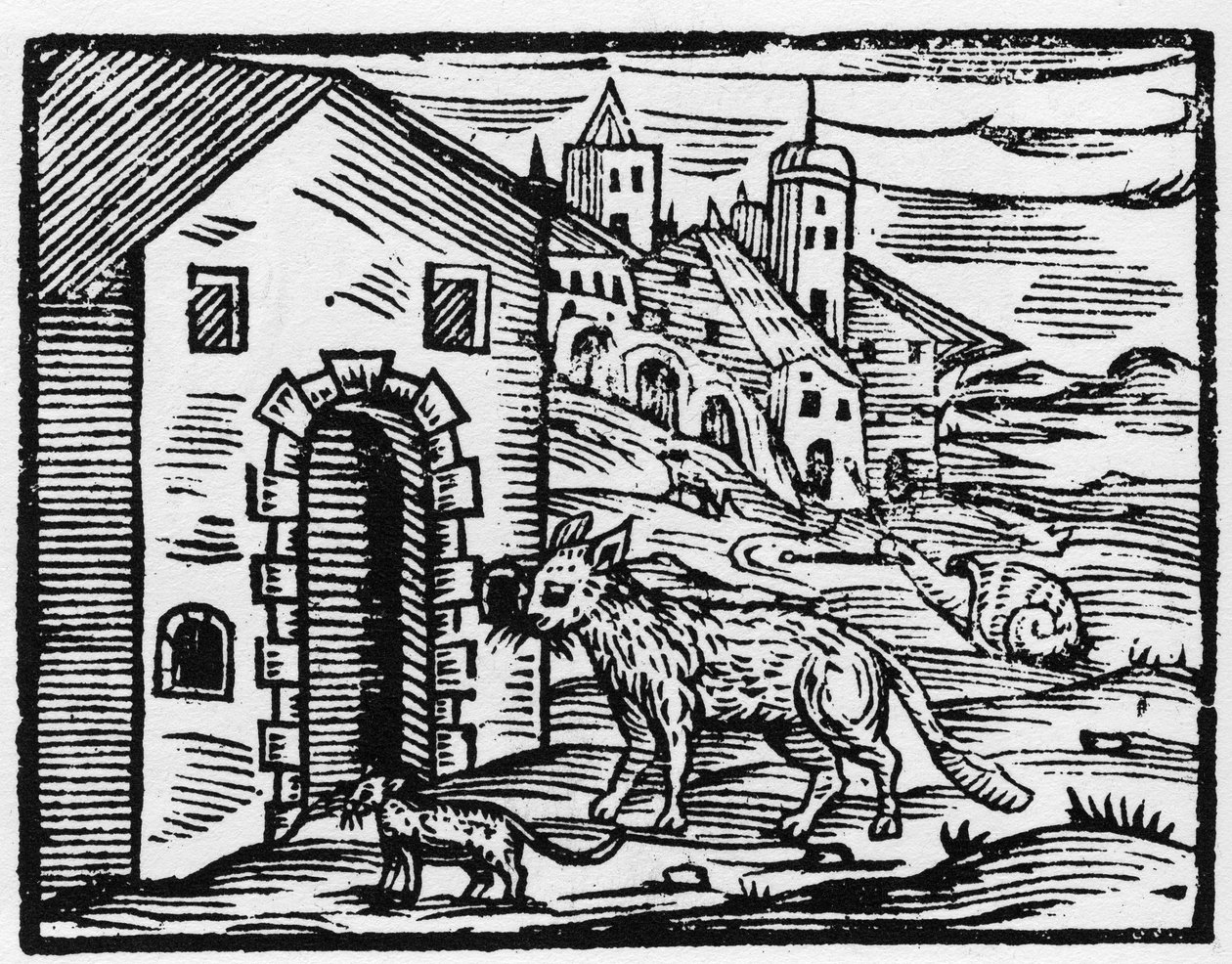 Djevel og heks forvandler seg til ulv og katt - "" Compendium Maleficarum"", avtaler om hekser, deres ondskap og deres sortileges av Francesco Maria Guazzo eller Guaccio eller Guaccius (15?? -16??) 1608 Private Collection av Anonymous Anonymous