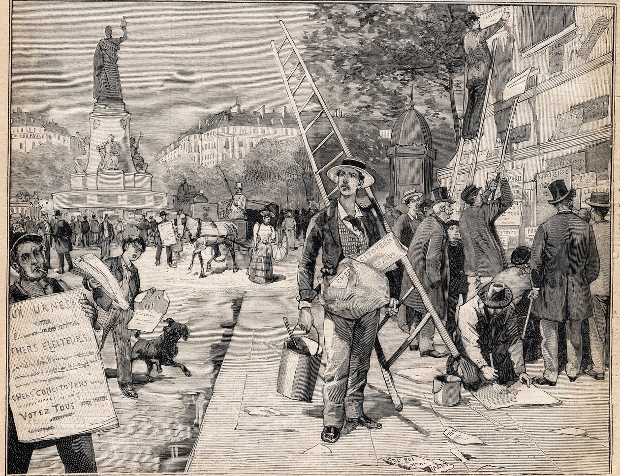 Visning i valgperioden i Frankrike. Gravering i "" Le Petit Parisien"" 20.08.1893. av Anonymous Anonymous