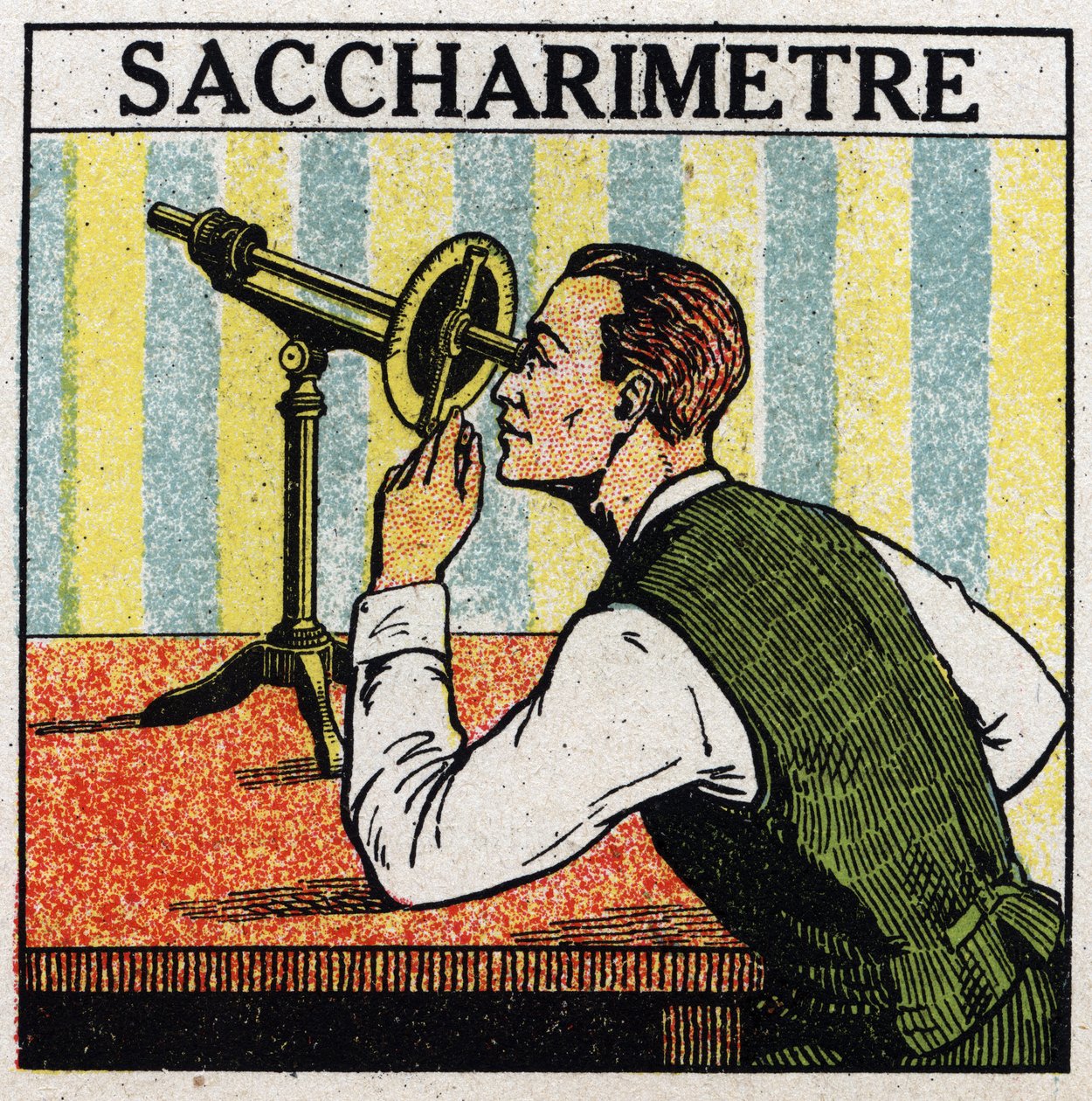 Dobbel refraksjon: sakkarimeter. Anonym illustrasjon av 1925. Privat samling. av Anonymous Anonymous