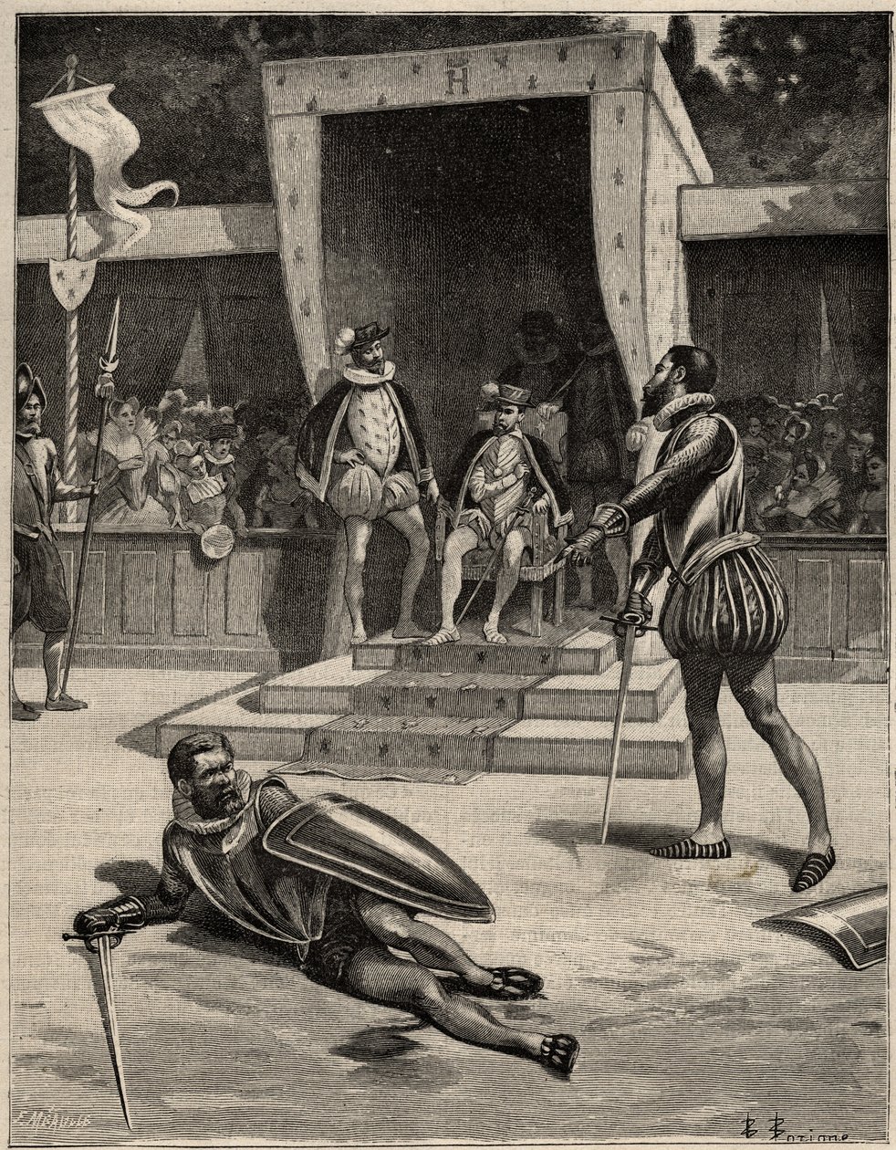 Duell mellom Francois de Vivonne de la Chataigneraie og Guy de Chabot, Baron de Jarnac i Saint Germain en Laye, Frankrike 10. juli av Anonymous Anonymous