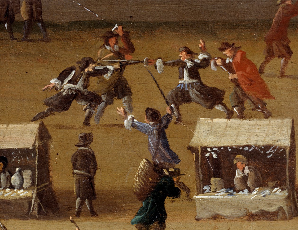 Duell -scenen på Pont Neuf i Paris på 1600 -tallet. Anonymt maleri. Paris, Musee Carnavalet av Anonymous Anonymous