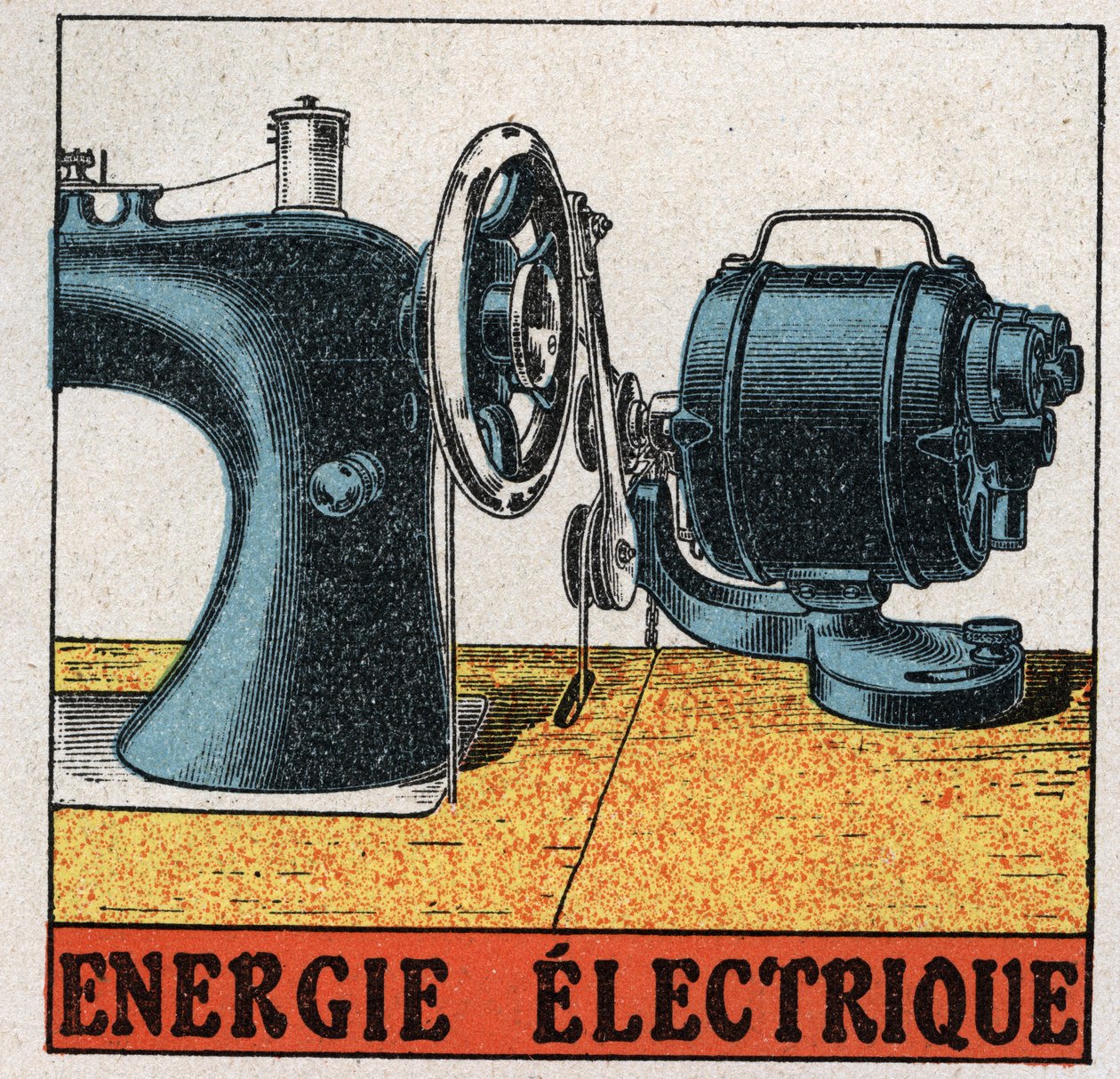 Electric power: electric sewing machine. Anonymous illustration of 1925. Private collection. av Anonymous Anonymous