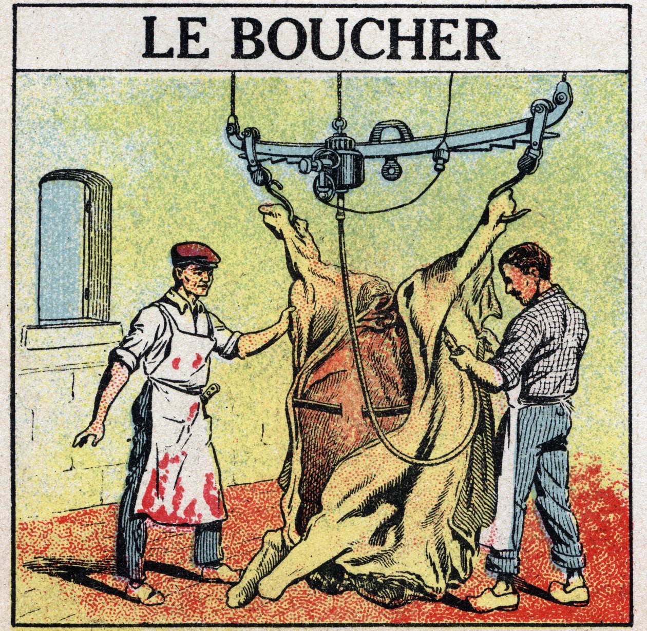 Electric tools: the butcher. Anonymous illustration of 1925. Private collection. av Anonymous Anonymous