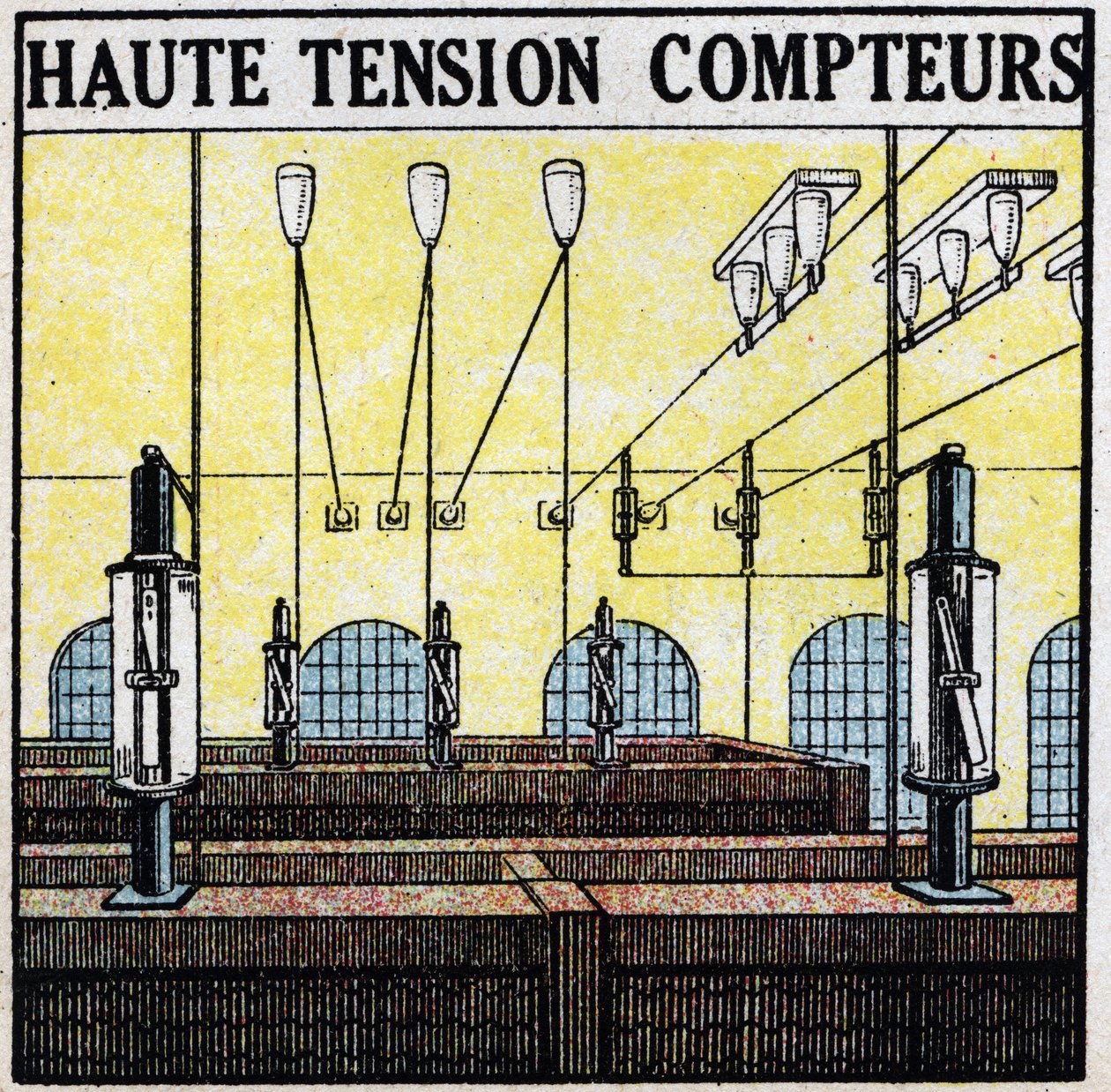 Electrical lines: high voltage meters. Anonymous illustration from 1925. Private collection. av Anonymous Anonymous