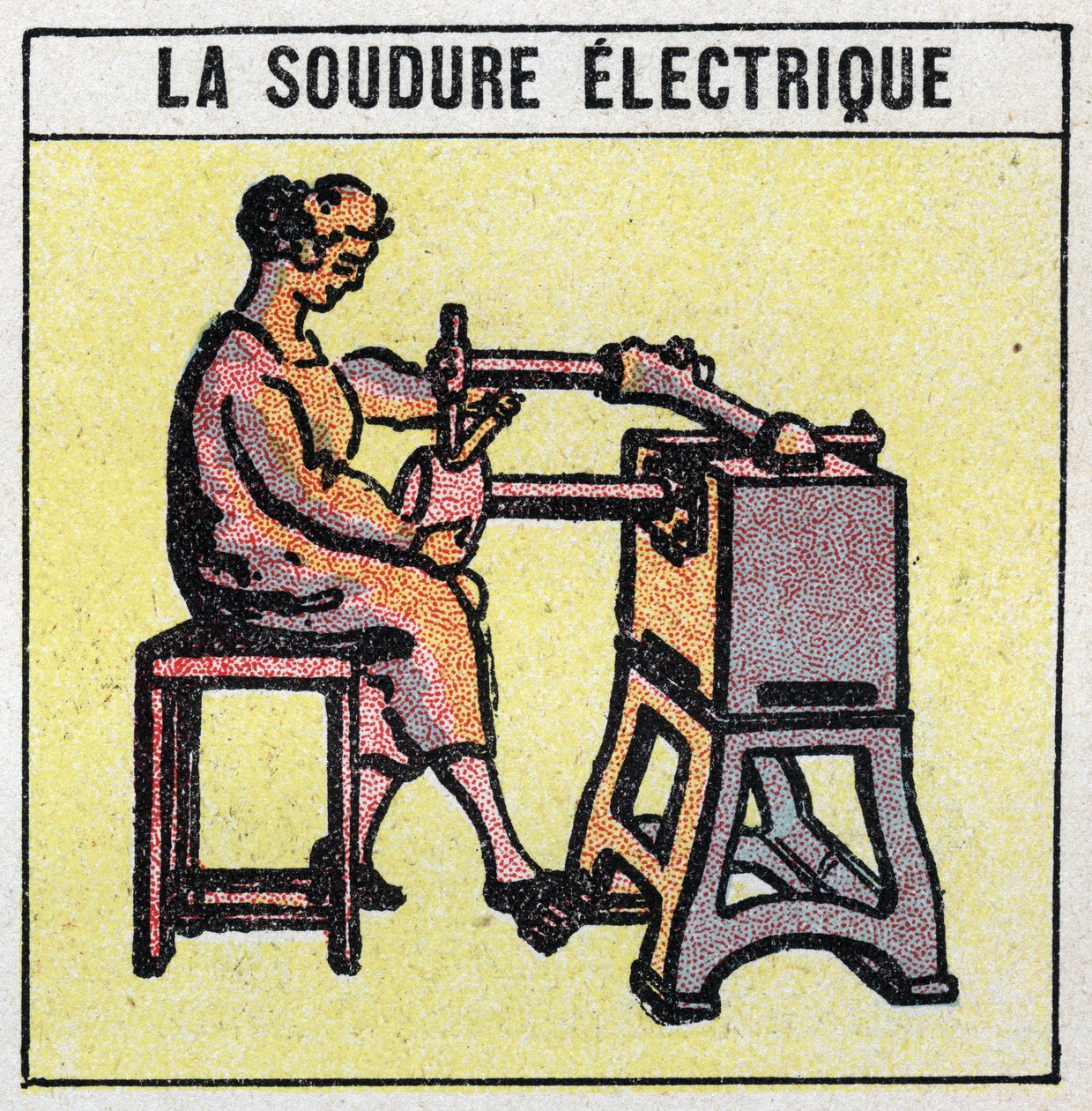 Elektriske verktøy: elektrisk sveising. Anonym illustrasjon av 1925. Privat samling. av Anonymous Anonymous