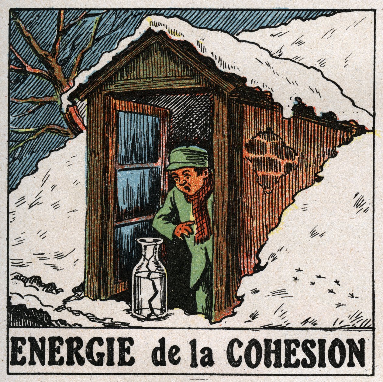 Energi av samhold: det kalde vannet bryter vasen. Anonym illustrasjon fra 1925. Privat samling. av Anonymous Anonymous