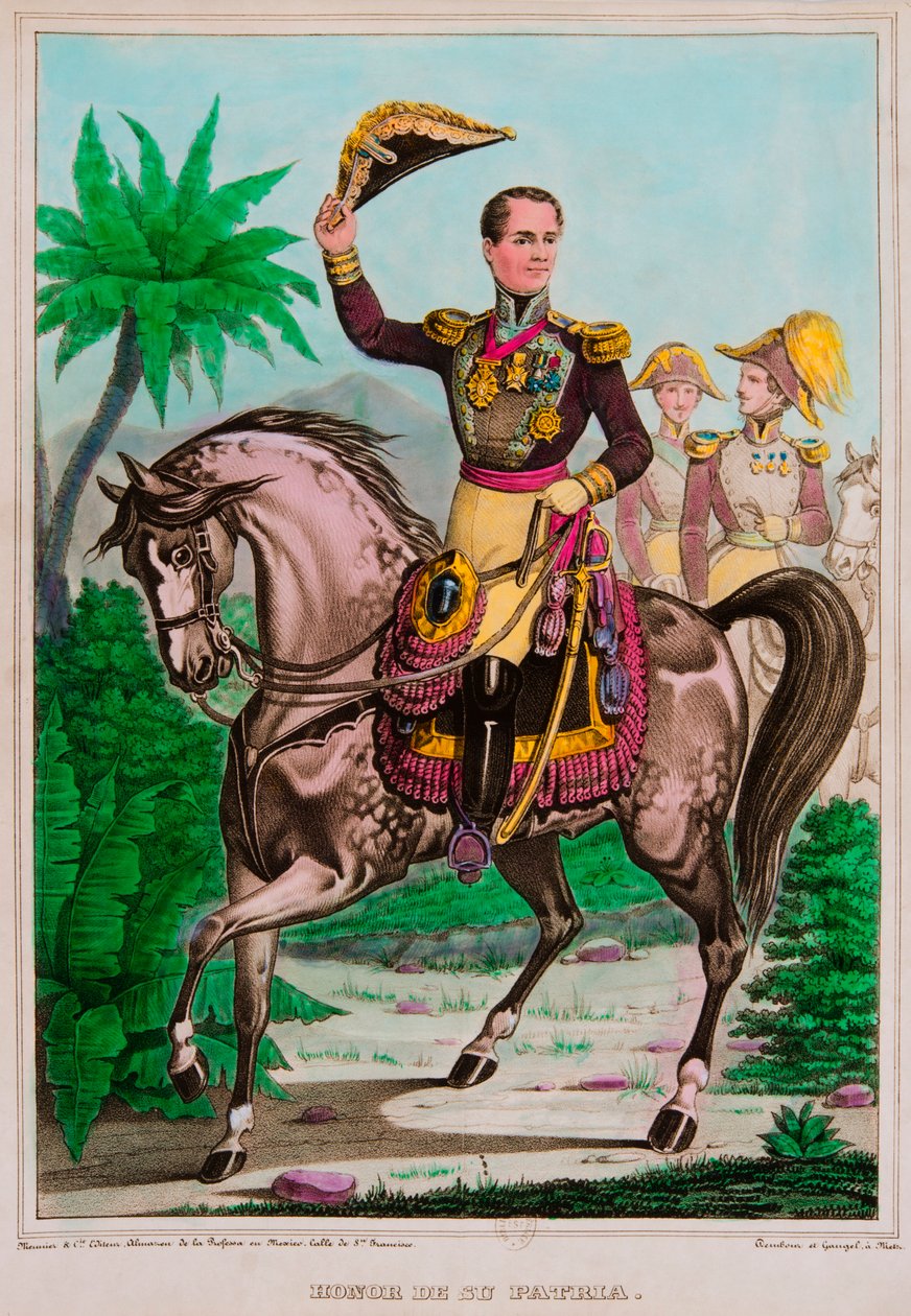 Ridesportrett av Antonio Lopez de Santa Anna (1794-1876) Mexicos president, privat samling av Anonymous Anonymous