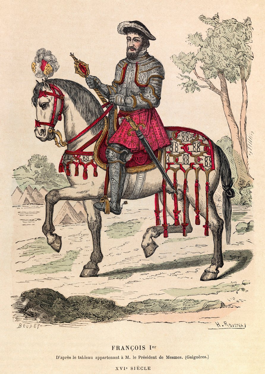 Rytterportrett av kong Francois I (1494 - 1547) - Rytterportrett av Frans I, konge av Frankrike (1494 - 1547) - privat samling av Anonymous Anonymous