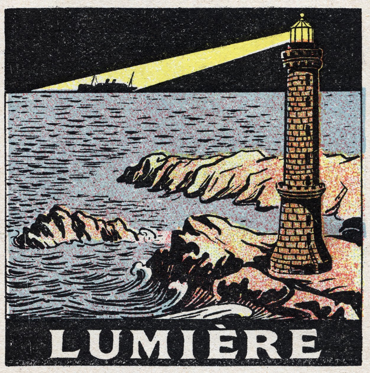 Ether (material): the light of a lighthouse in the night. Anonymous illustration from 1925. Private collection. av Anonymous Anonymous