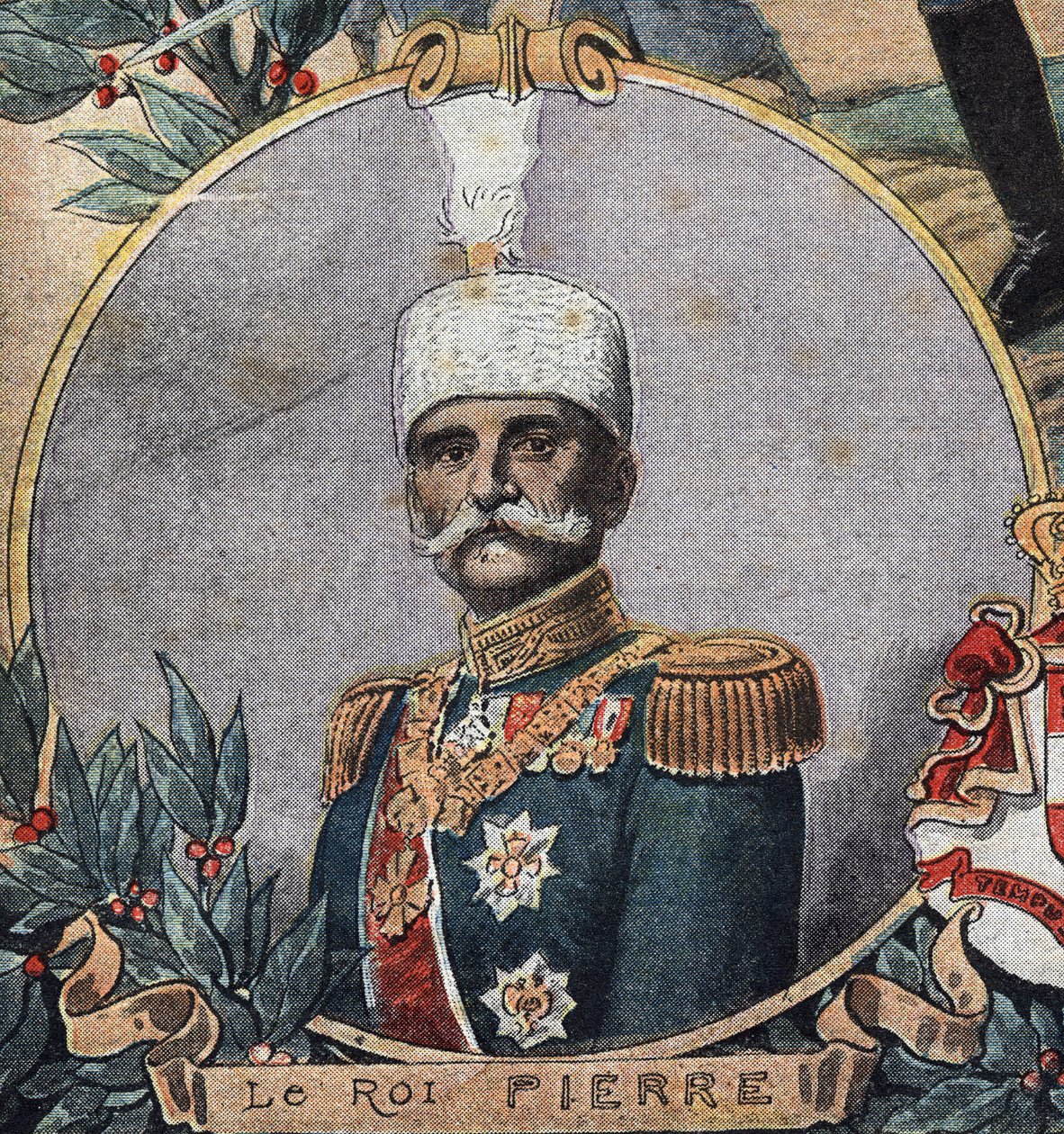 Første verdenskrig 1914-1918 (14-18): Portrett av Peter I av Serbia (Peter Karadordevic eller Karageorgevich av Anonymous Anonymous