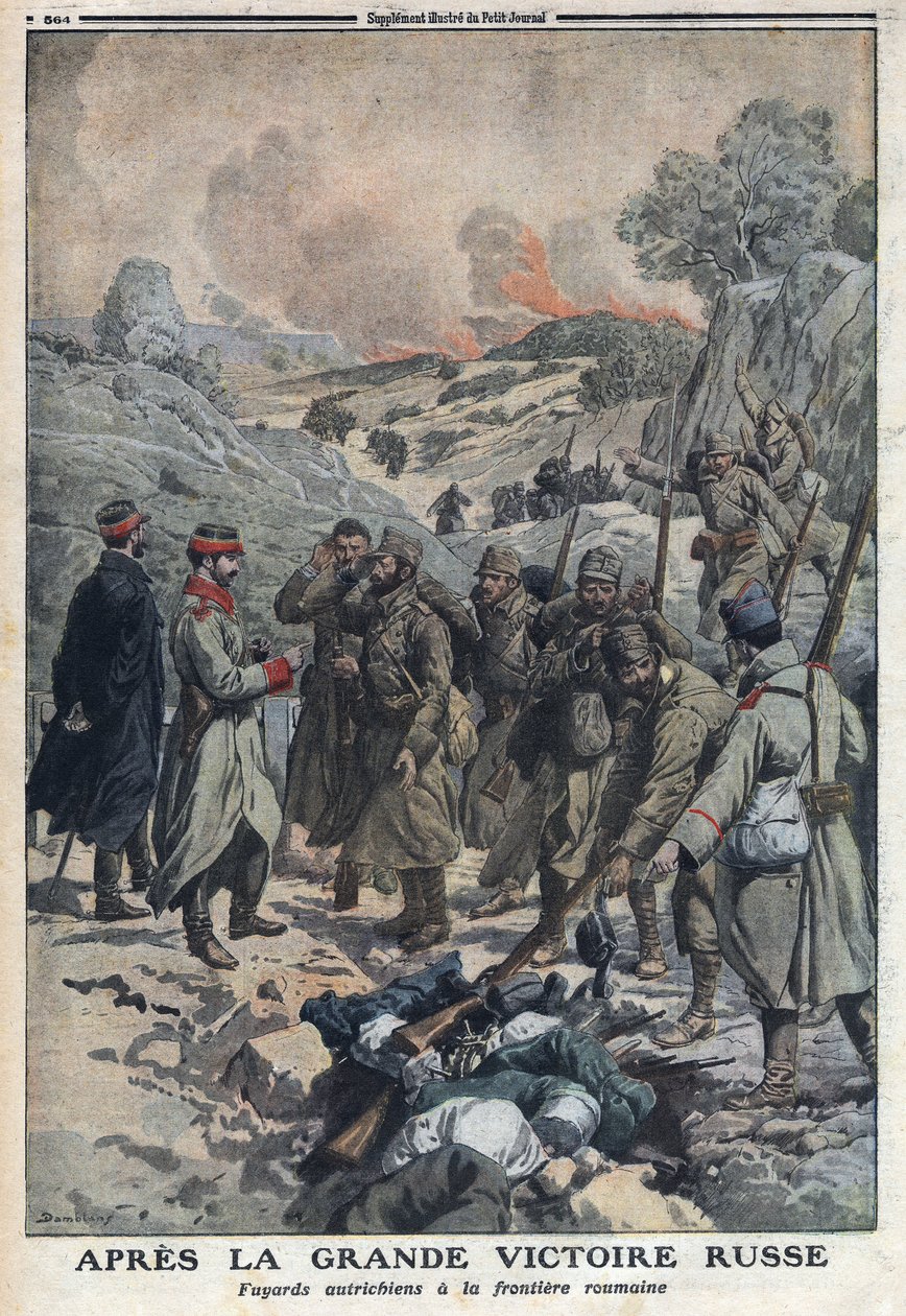 First World War 1914-1918 (War 14-18). After the great victory of the Russians, the fleeing from the Austrian army threw their weapons at the Romanian border. In “” Le Petite Journal””, on 2/07/1916. Private Collection av Anonymous Anonymous