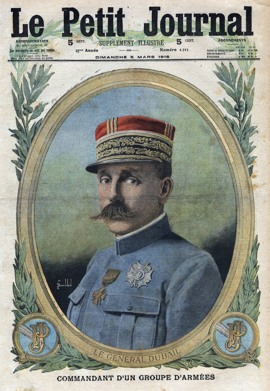 Første verdenskrig 1914-1918 (krig 14-18). Portrett av general Auguste Dubail (1851-1934). I "" Le Petite Journal"", 5/03/1916. Privat samling av Anonymous Anonymous