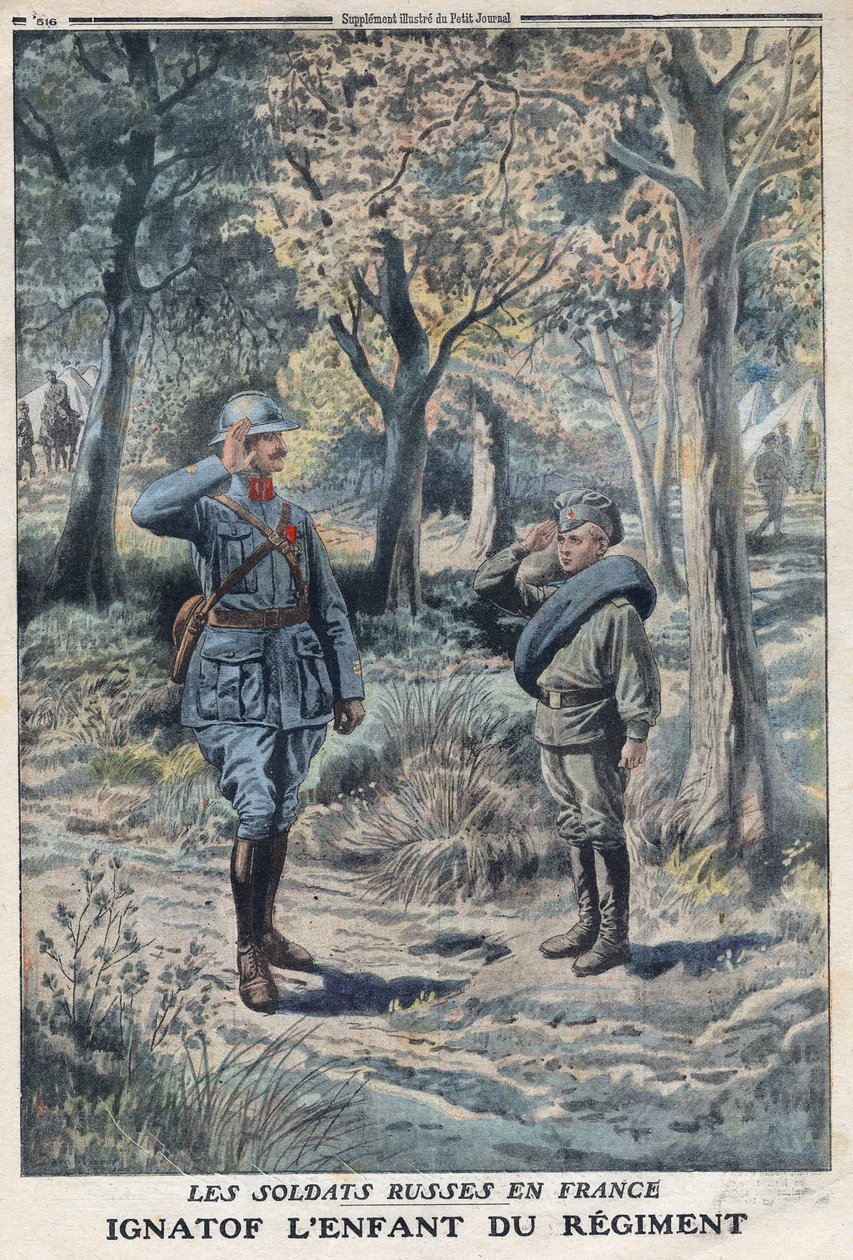 First World War 1914-1918 (War 14-18). The young Russian soldier Ignatof in a French army regiment. In “” Le Petité Journal””, on 21/05/1916. Private Collection av Anonymous Anonymous