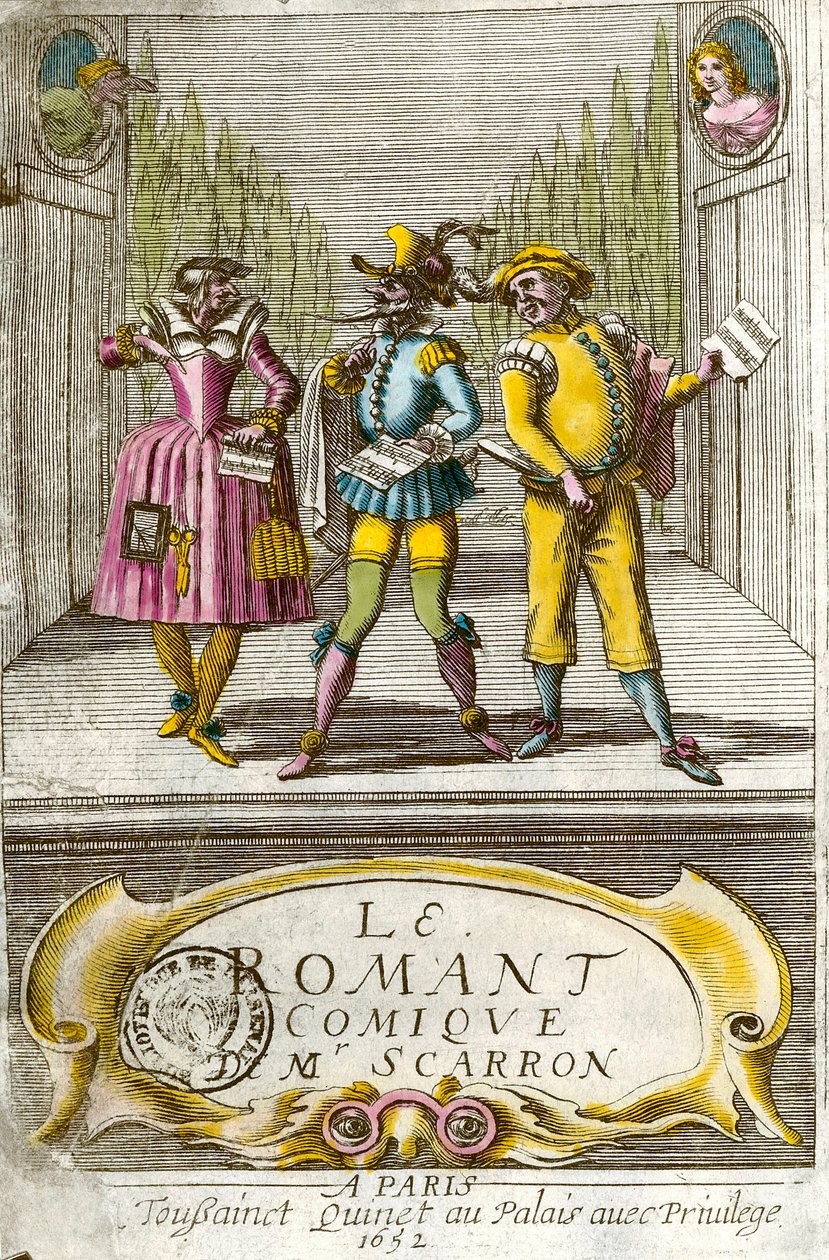 Frontispice av "The comic novel" av den franske forfatteren Paul Scarron (1610-1660) av Anonymous Anonymous