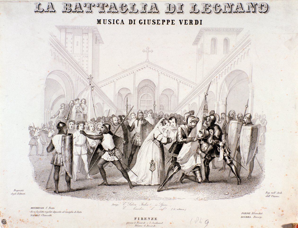 Frontispice av operaen Slaget ved Legnano av Giuseppe Verdi av Anonymous Anonymous